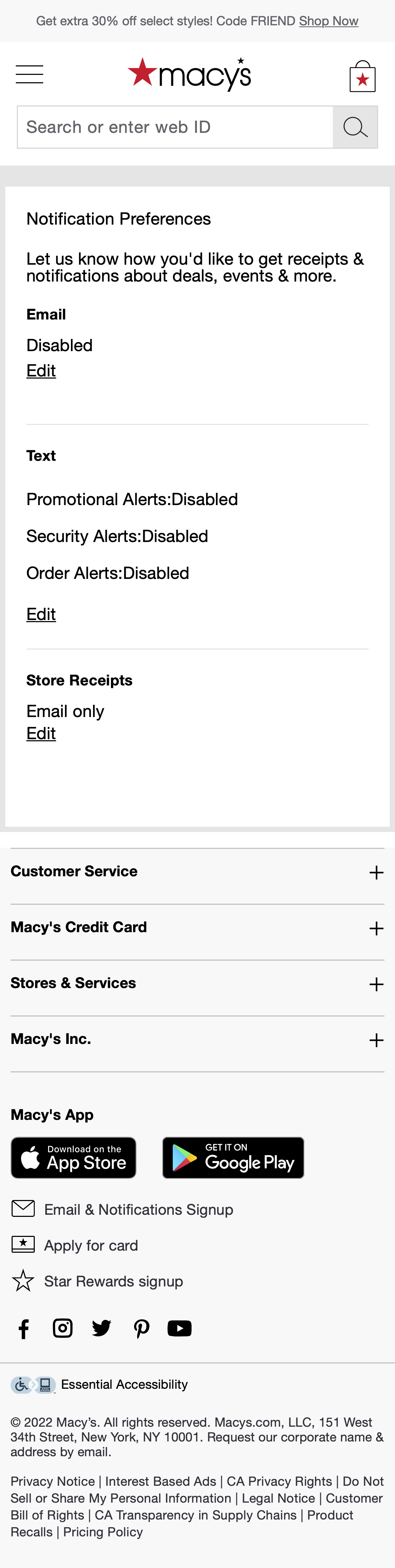Mobile screenshot of Macy’s