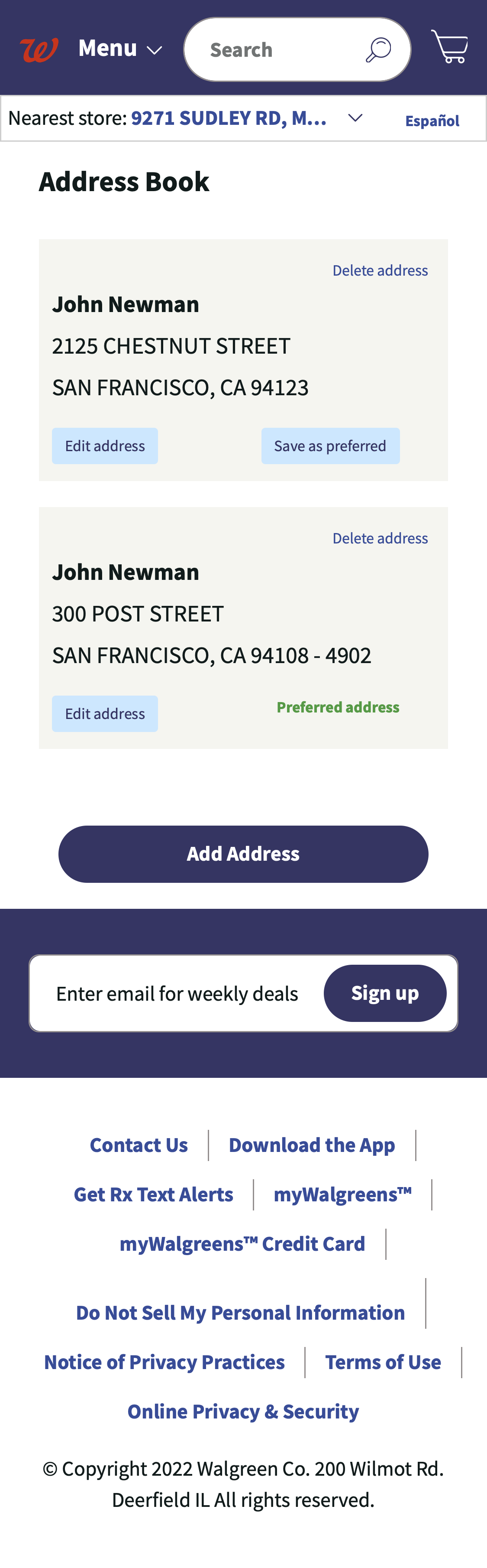 Walgreens’ Mobile Address Book 103 of 336 Address Book Examples Baymard Institute