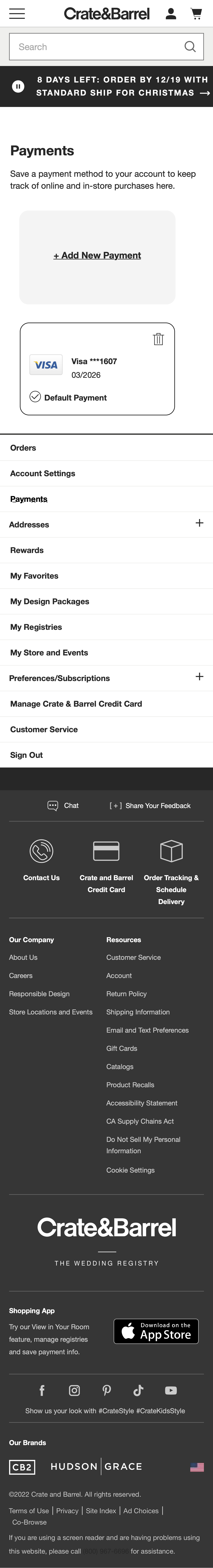 Mobile screenshot of Crate & Barrel