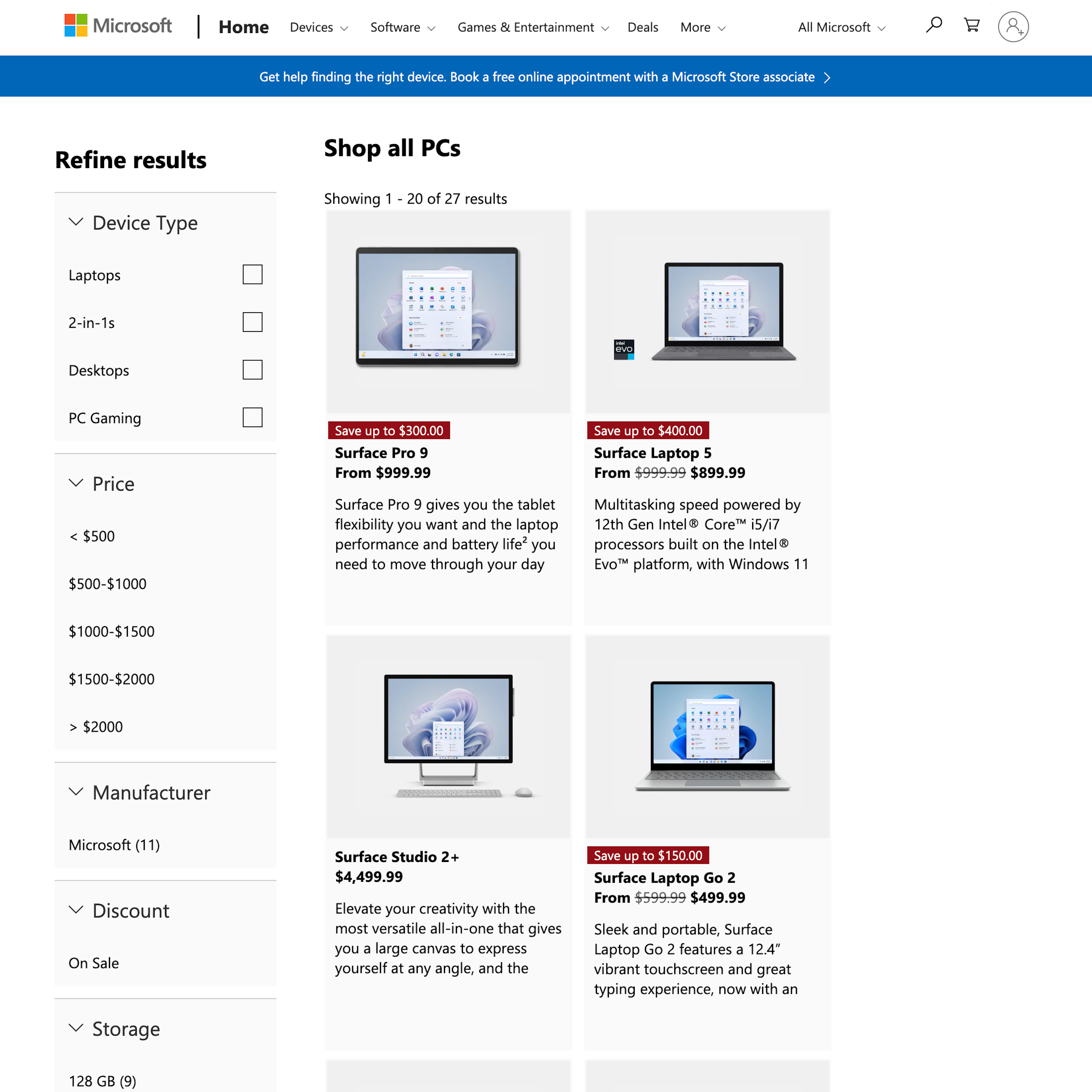 Desktop screenshot of Microsoft