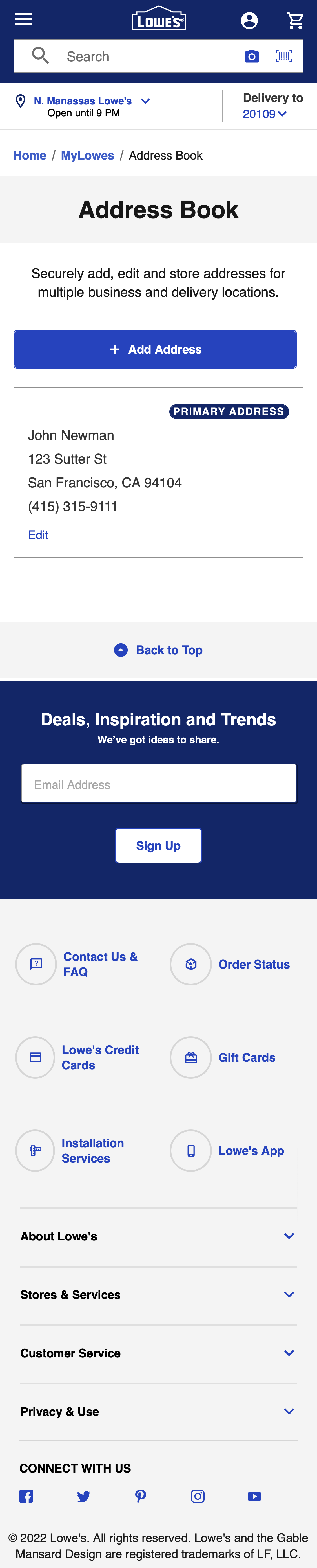 Mobile screenshot of Lowe’s
