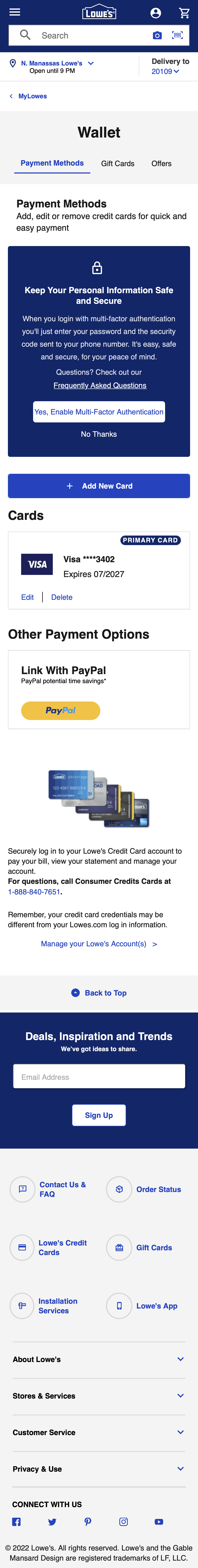 Mobile screenshot of Lowe’s