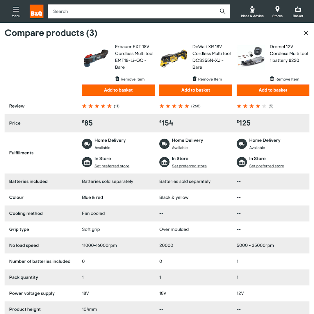 82 ‘Comparison Tool’ Design Examples – Baymard Institute
