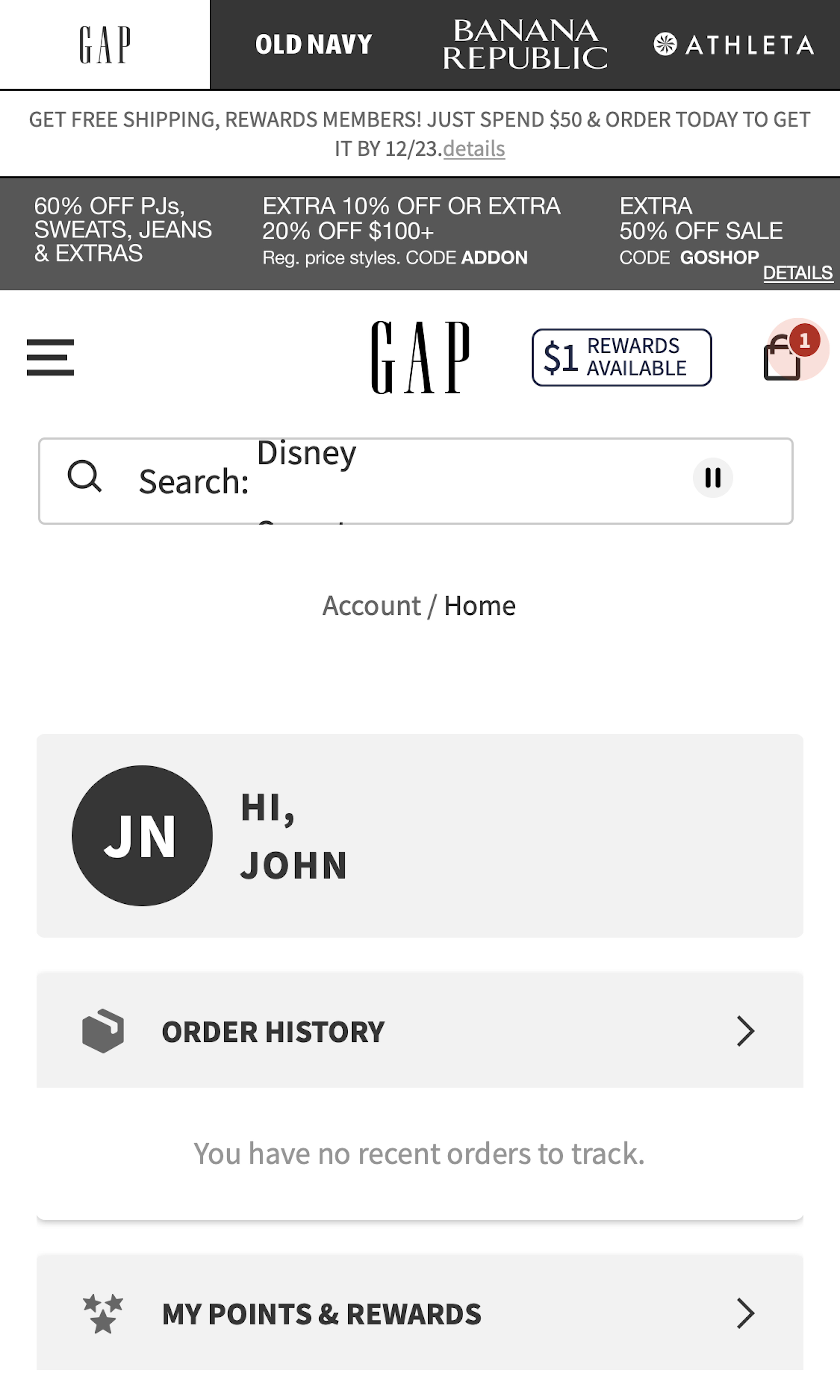 Mobile screenshot of GAP