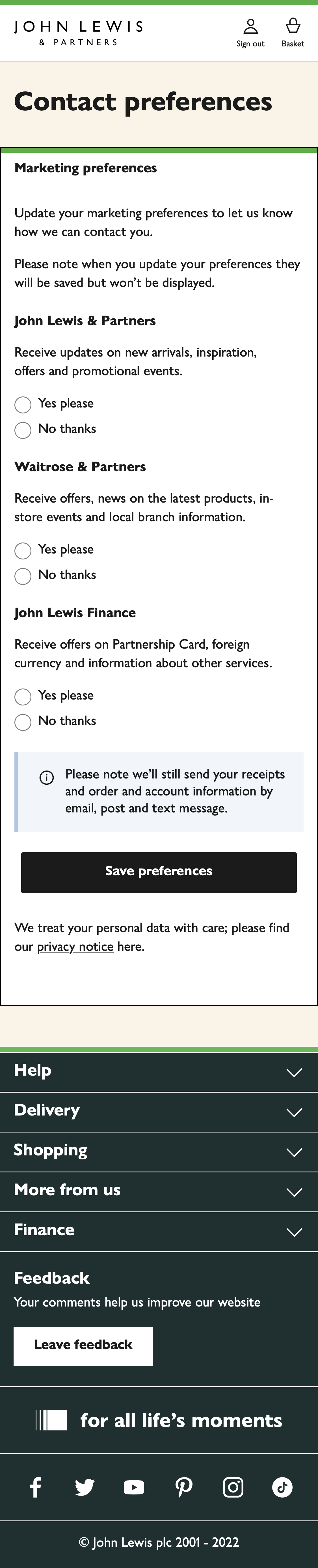 John Lewis’ Mobile Newsletter Management 110 of 287 Newsletter