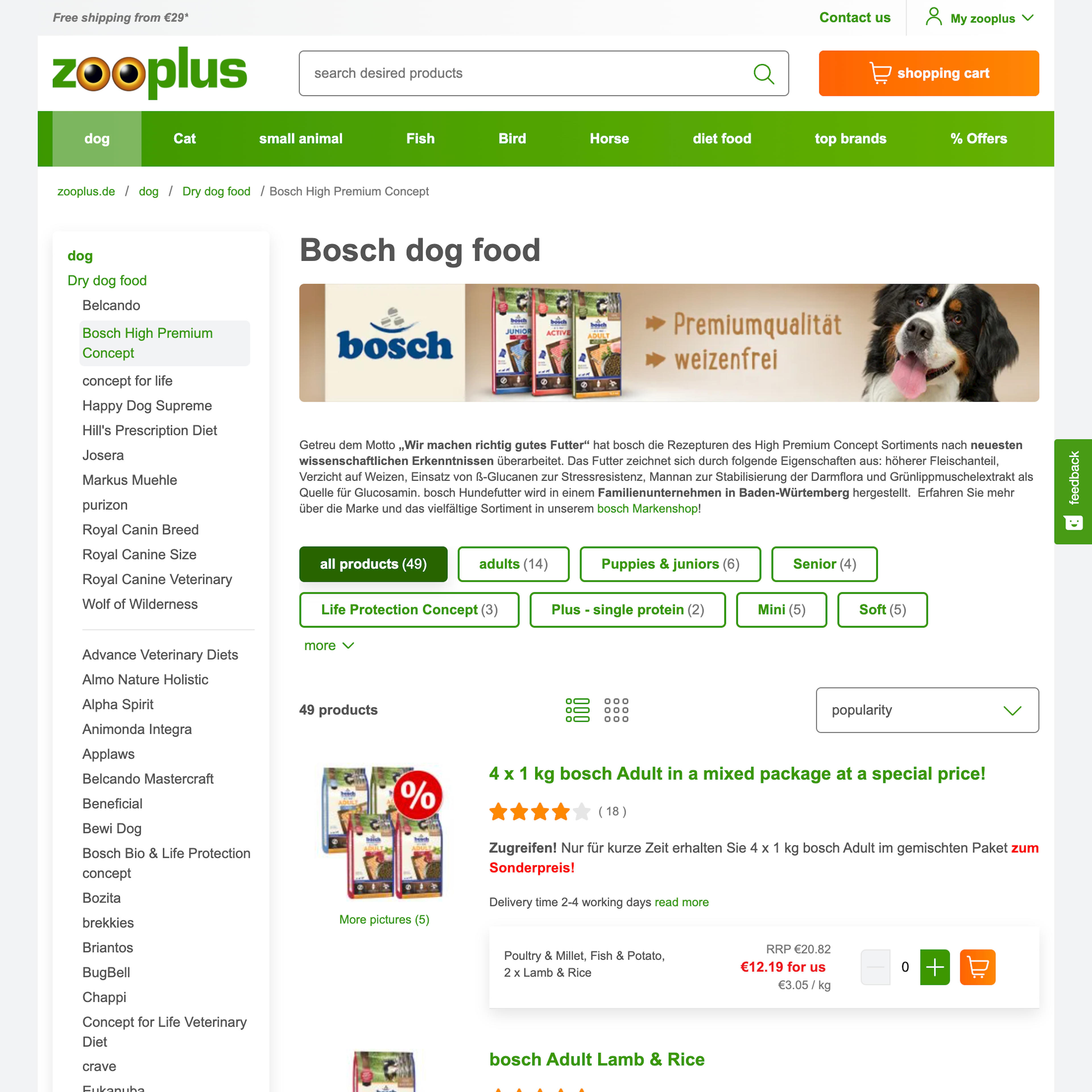 Desktop screenshot of Zooplus