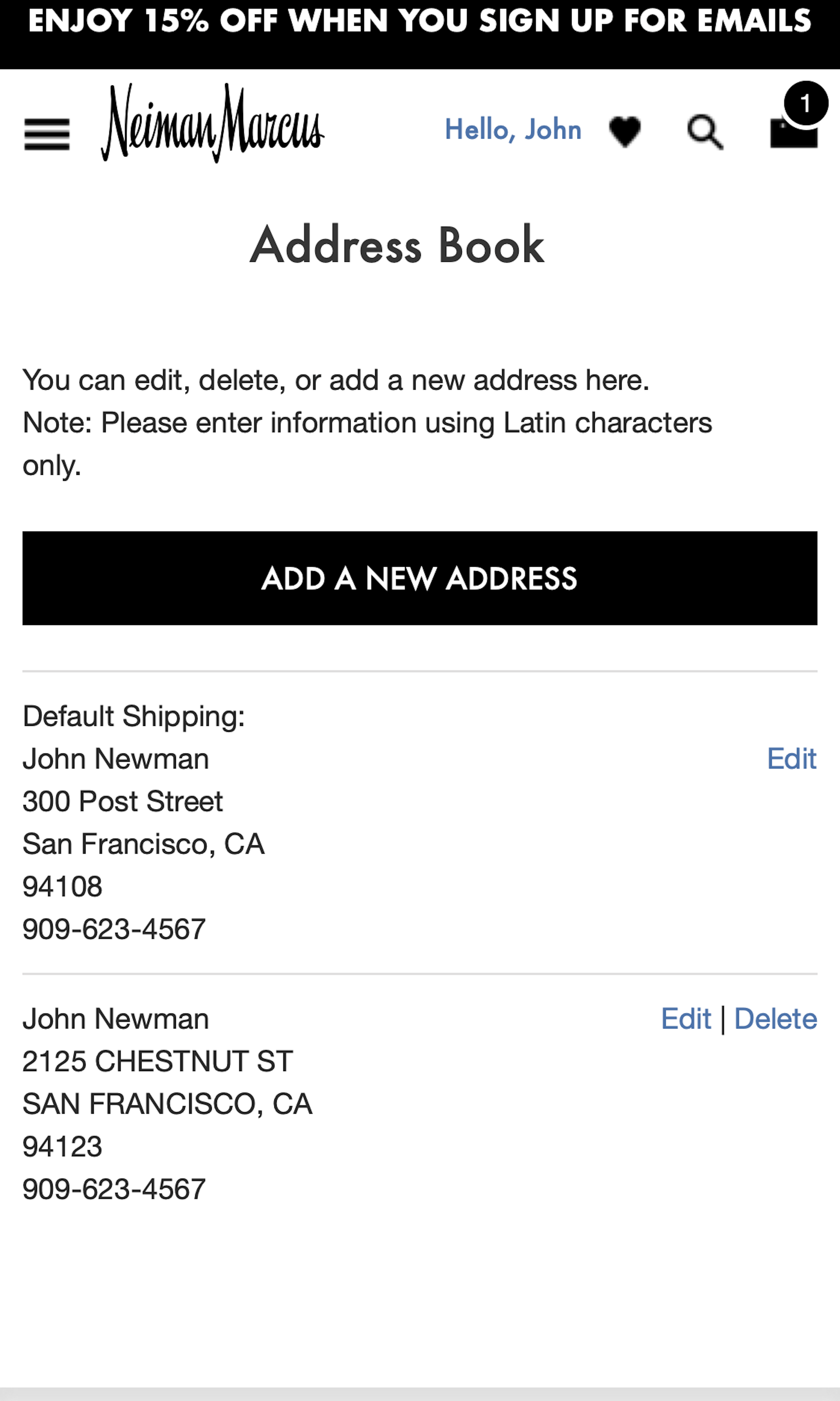 Mobile screenshot of Neiman Marcus