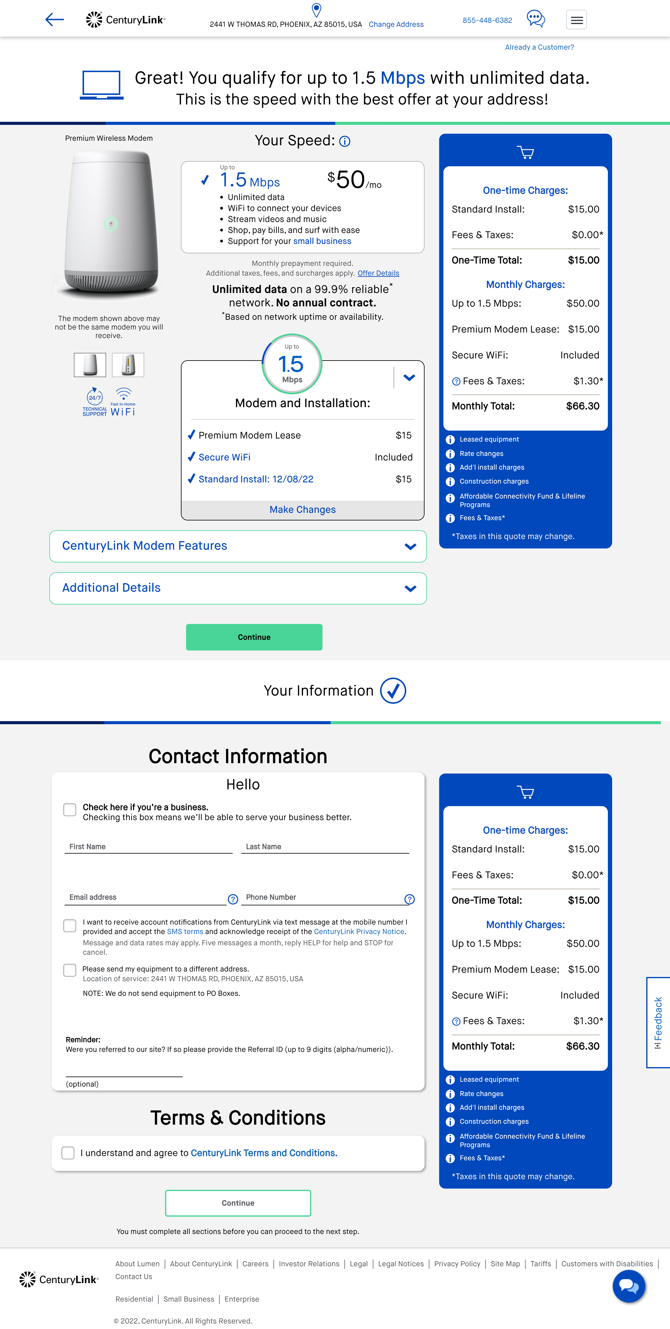 Desktop screenshot of CenturyLink