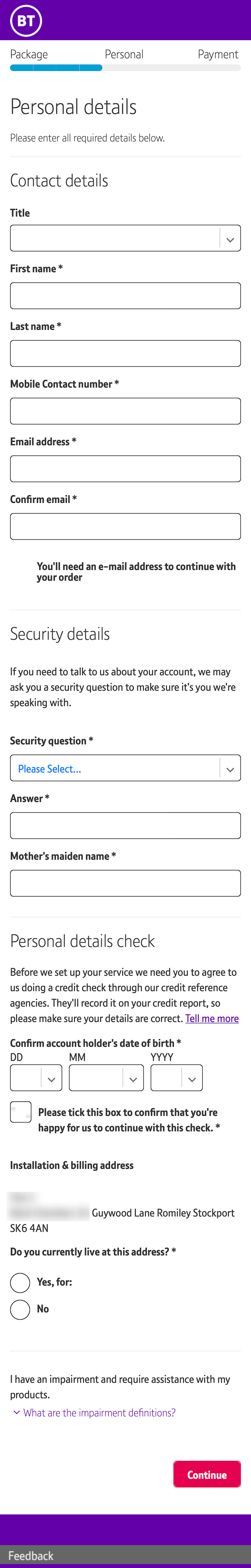 Mobile screenshot of BT