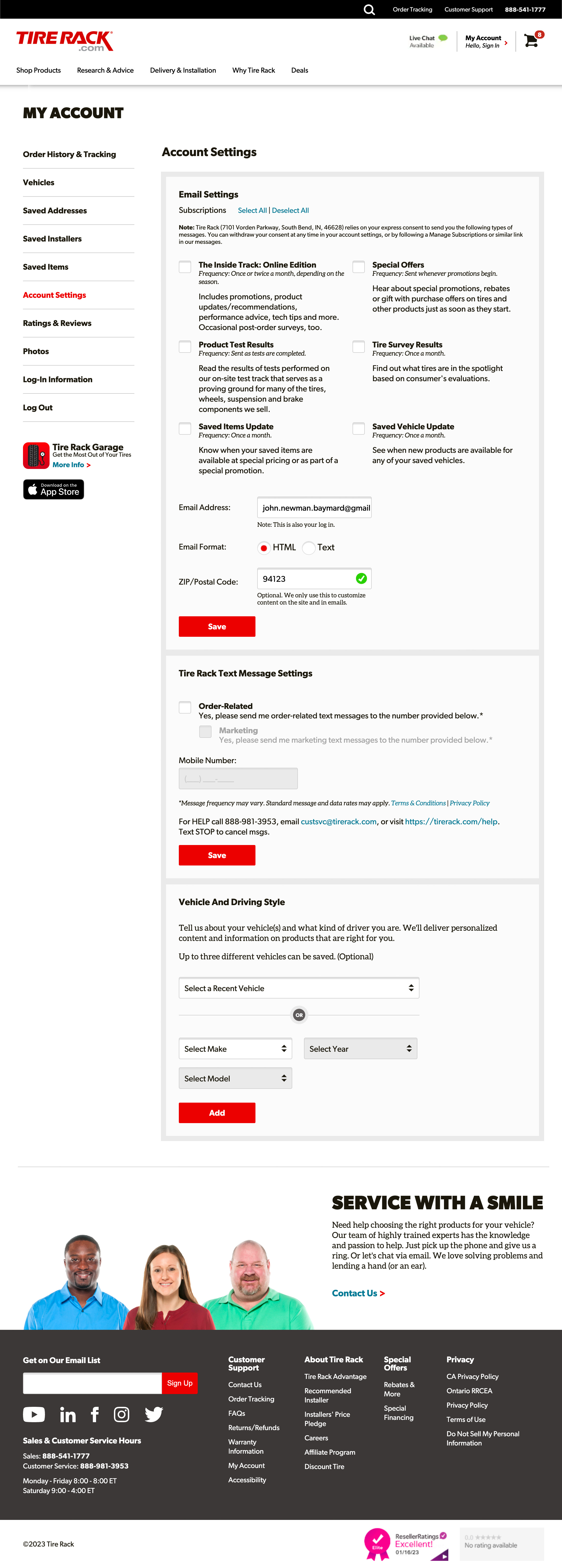 TireRack.com’s Account Dashboard – 297 Of 517 Account Dashboard ...