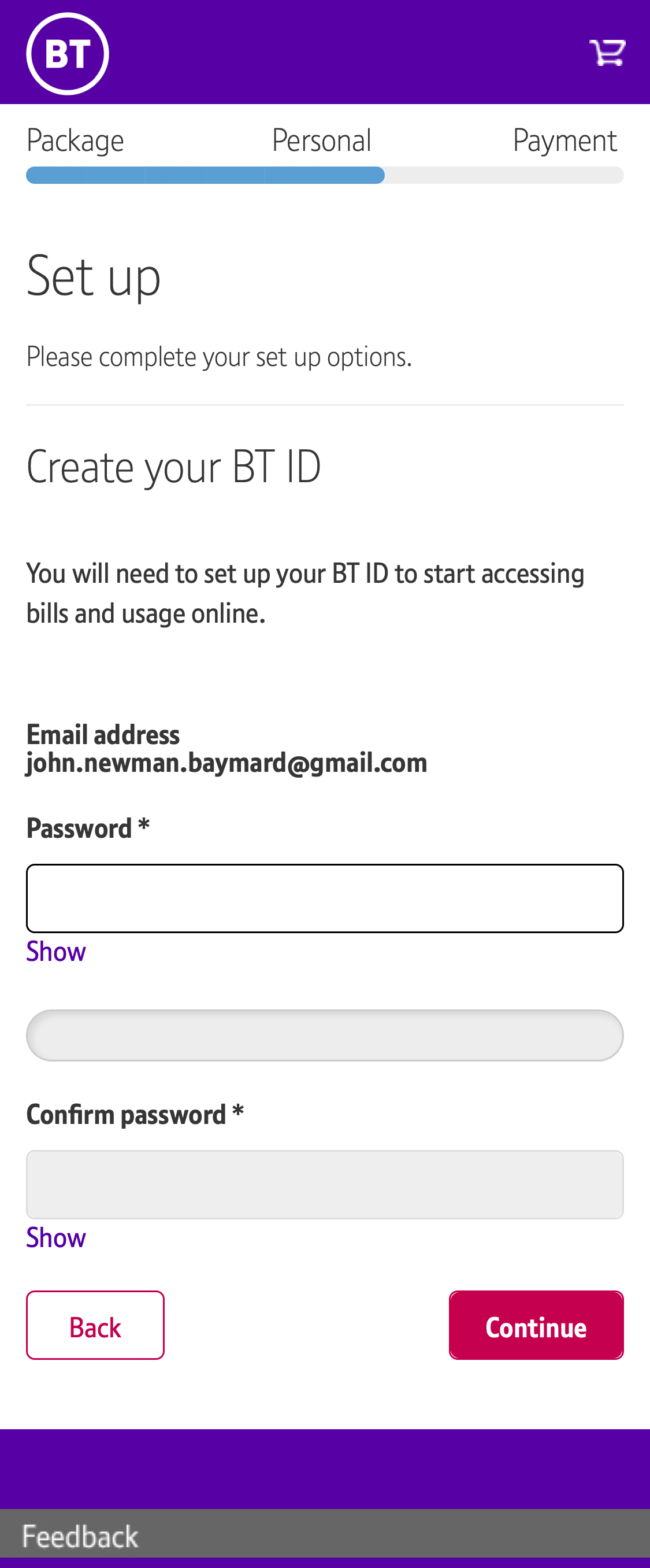 Mobile screenshot of BT