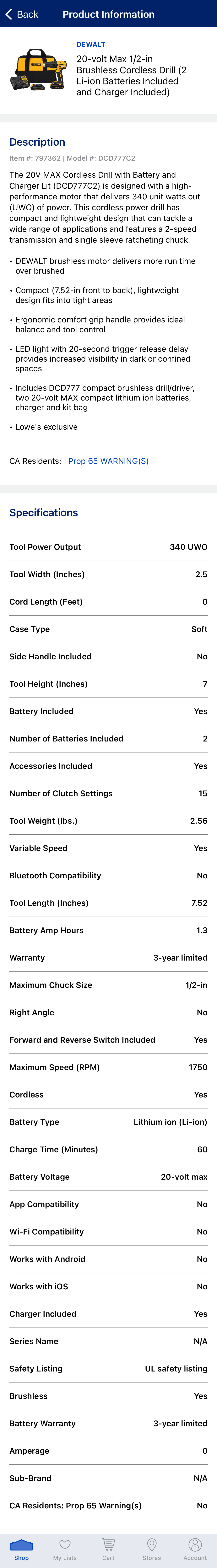 Mobile screenshot of Lowe’s