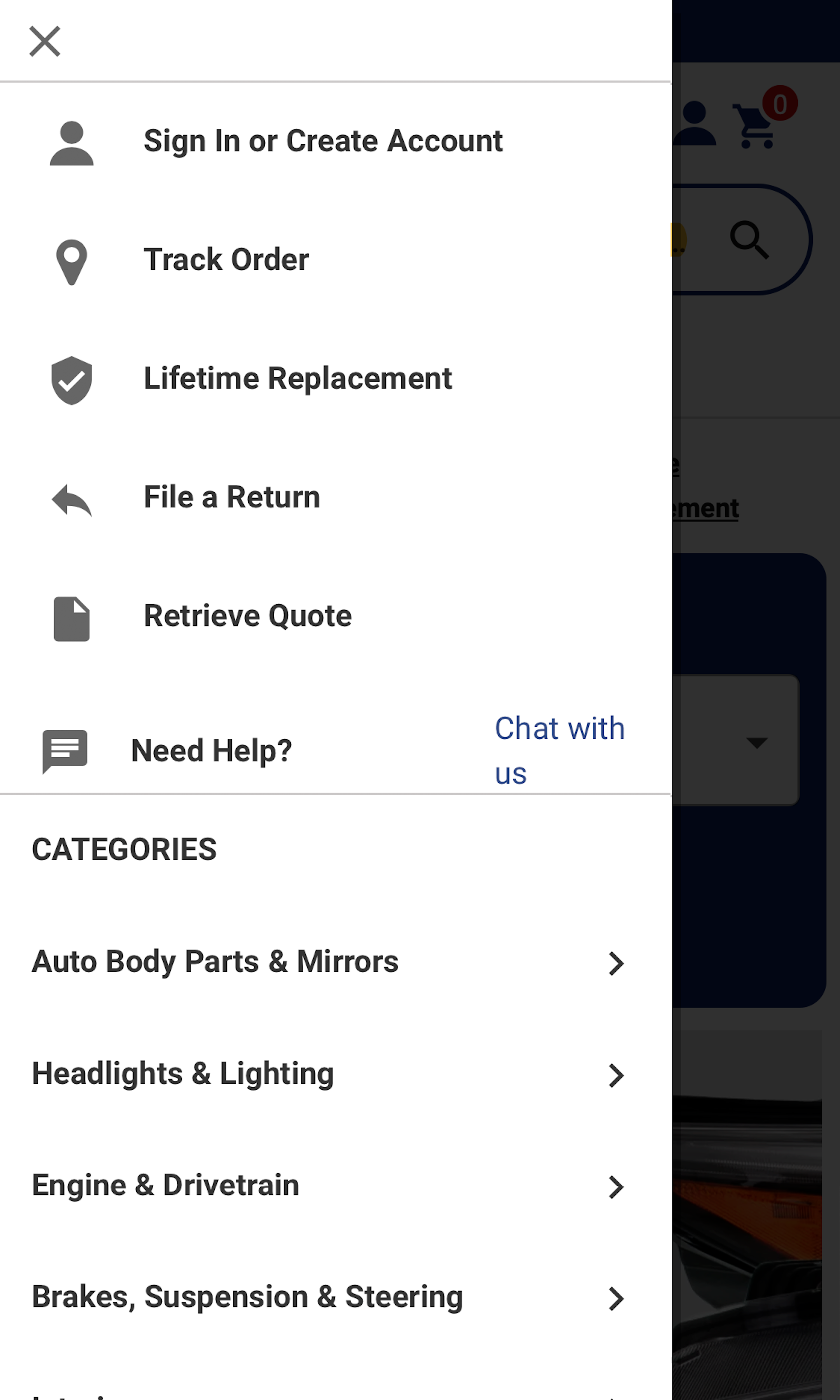 Mobile screenshot of CarParts.com