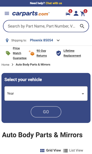 Mobile screenshot of CarParts.com