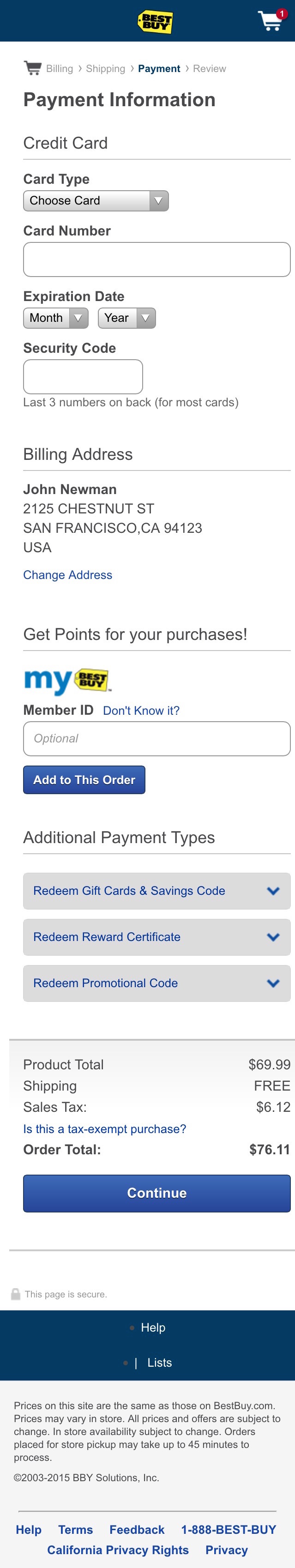 Best Buy’s Mobile Payment 671 of 814 Payment Examples Baymard Institute