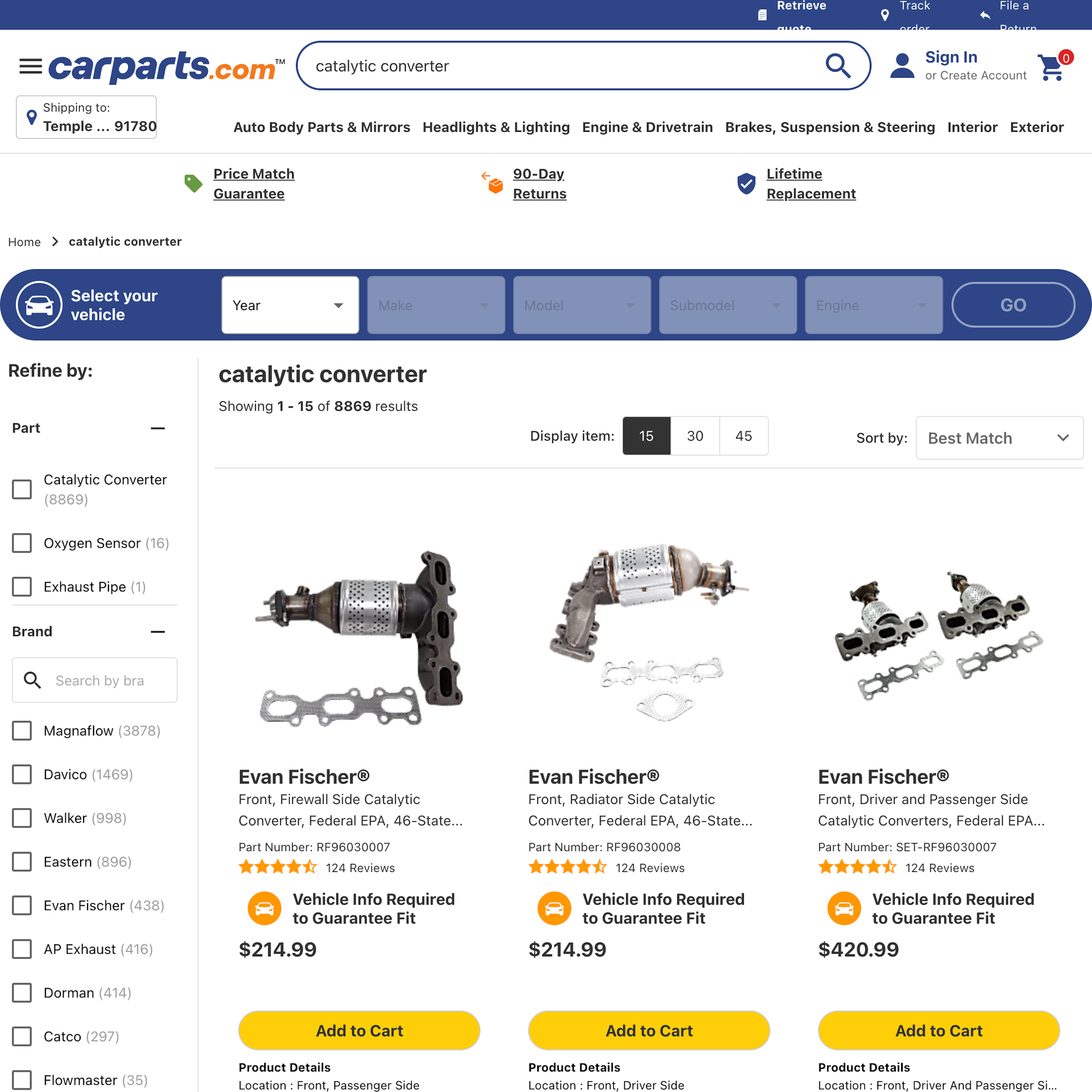 Desktop screenshot of CarParts.com