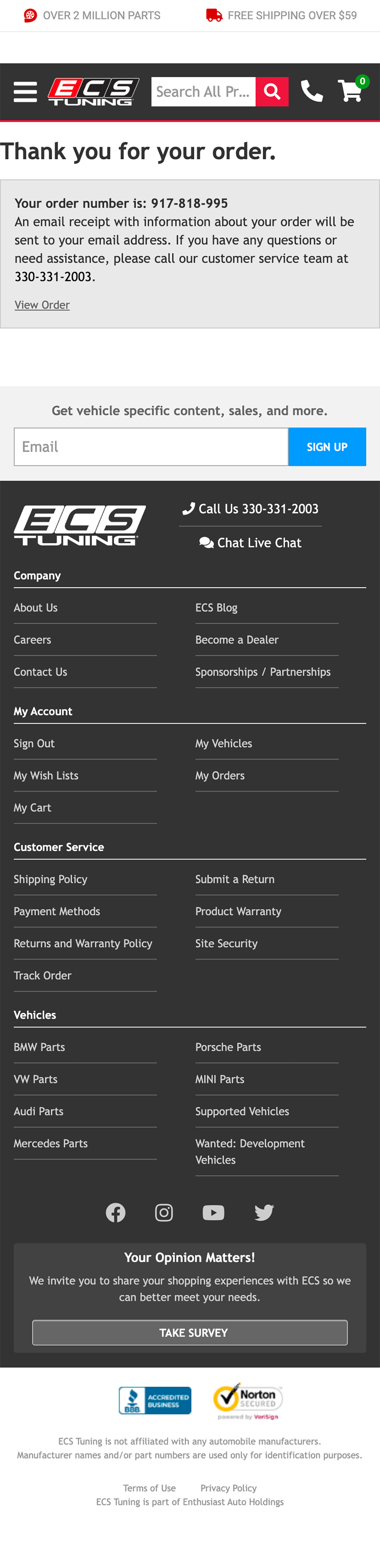 ECS Tuning’s Mobile Receipt / Order Confirmation 96 of 577 Receipt