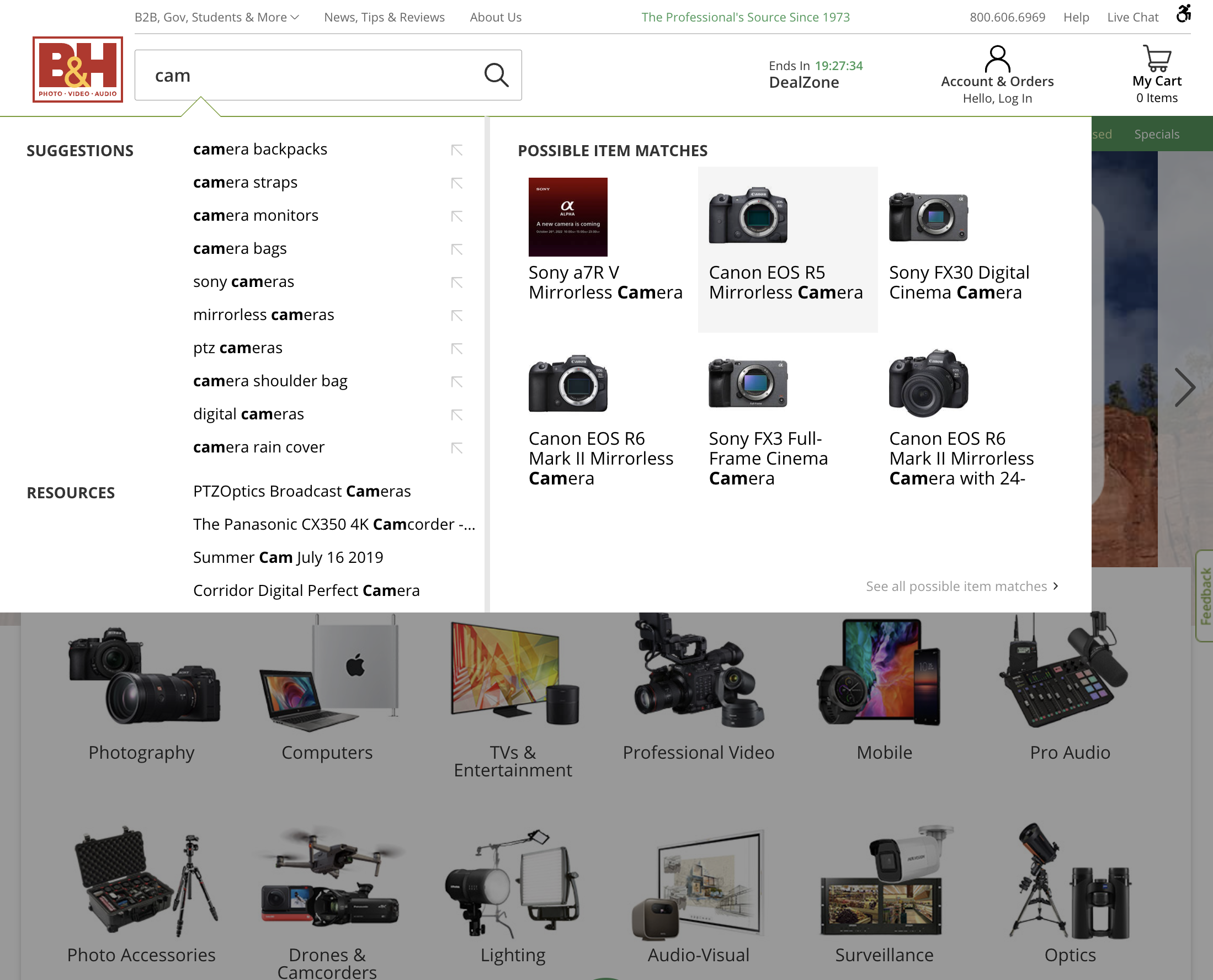 Desktop screenshot of B&H Photo