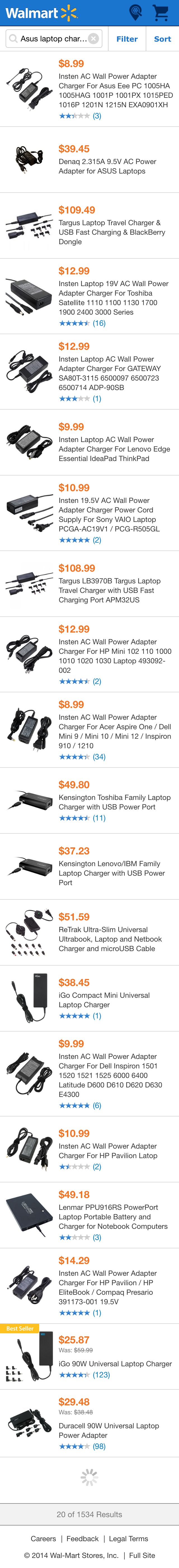 Mobile screenshot of Walmart