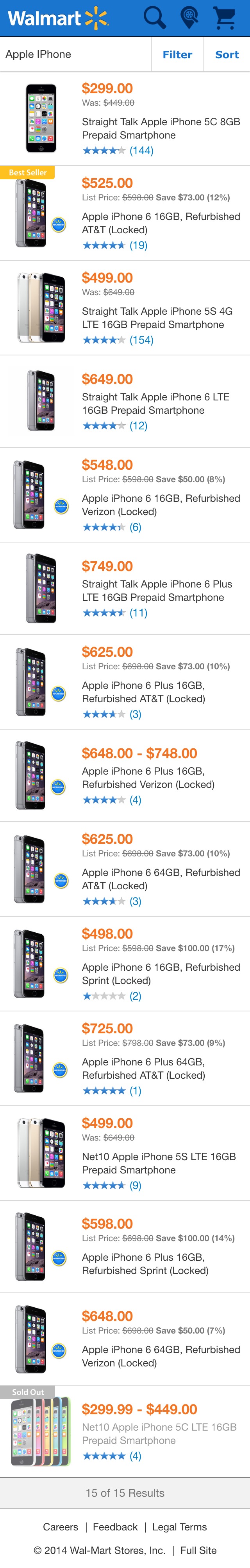 Mobile screenshot of Walmart