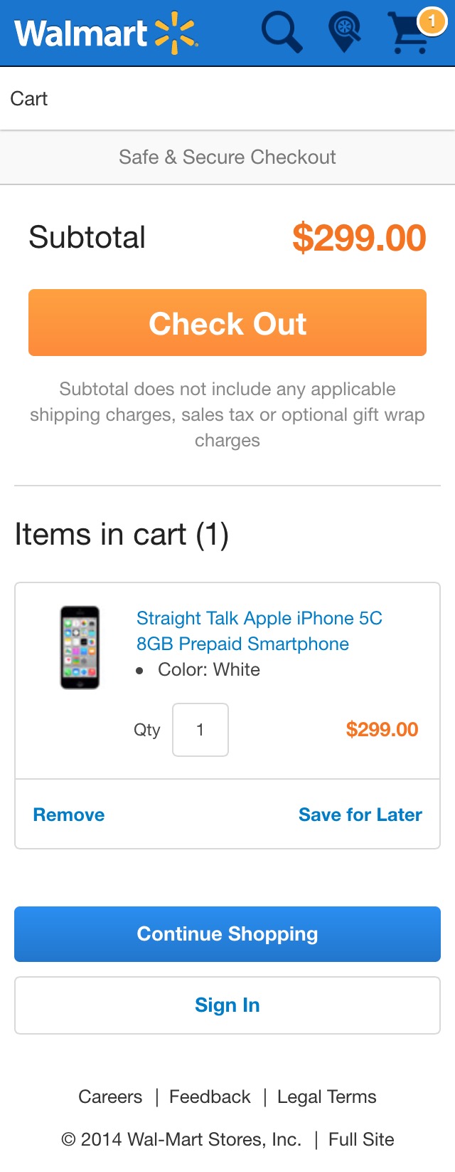 Mobile screenshot of Walmart