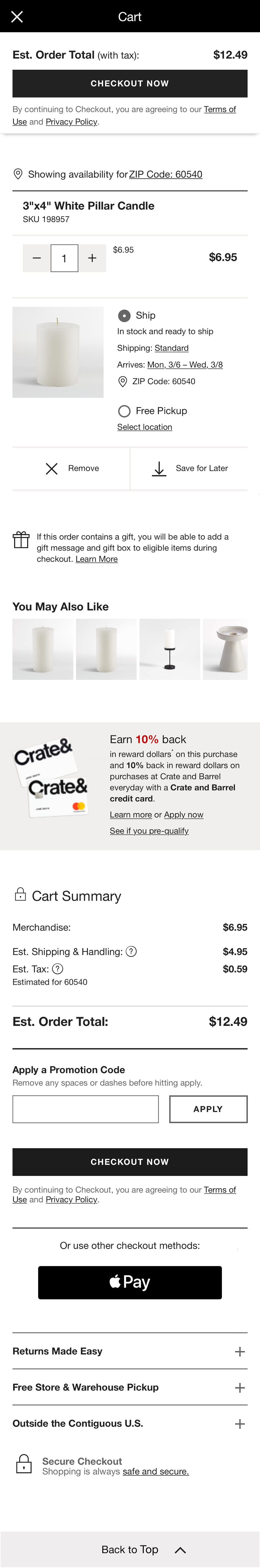 Mobile screenshot of Crate & Barrel