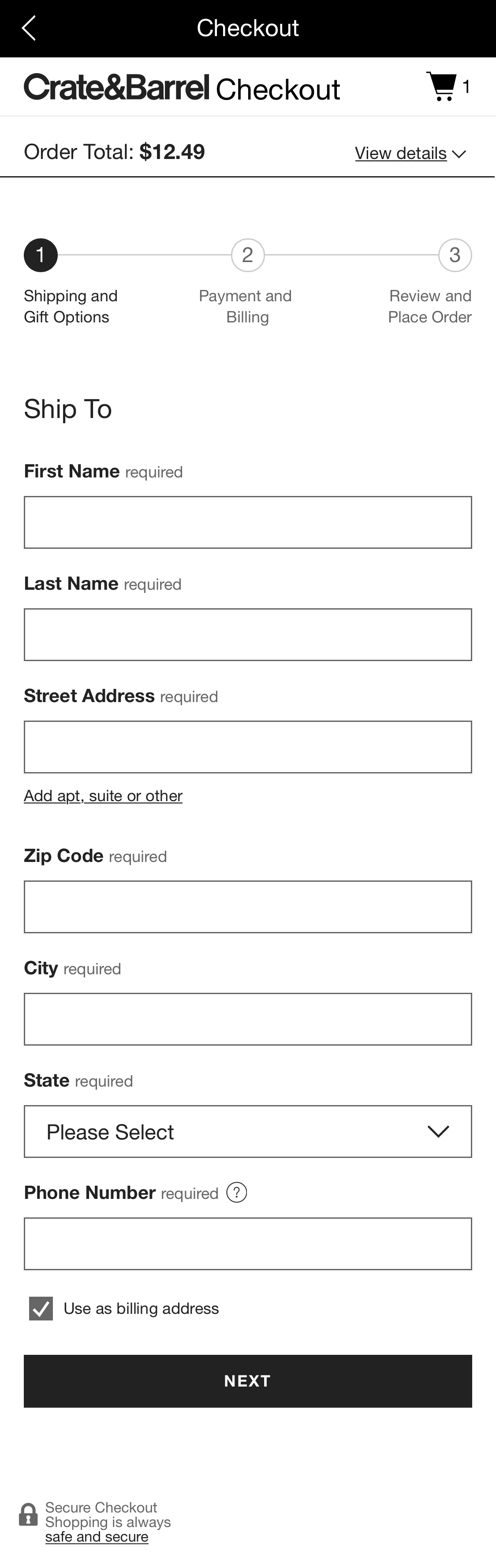 Mobile screenshot of Crate & Barrel