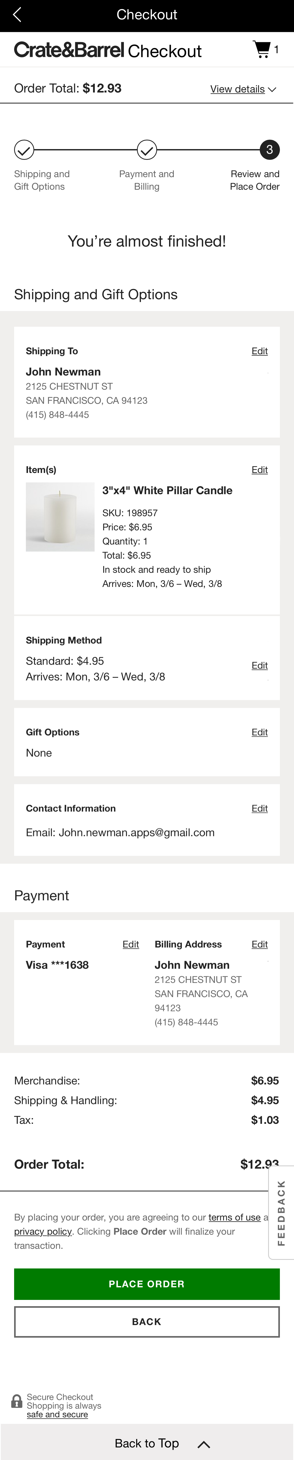 Mobile screenshot of Crate & Barrel