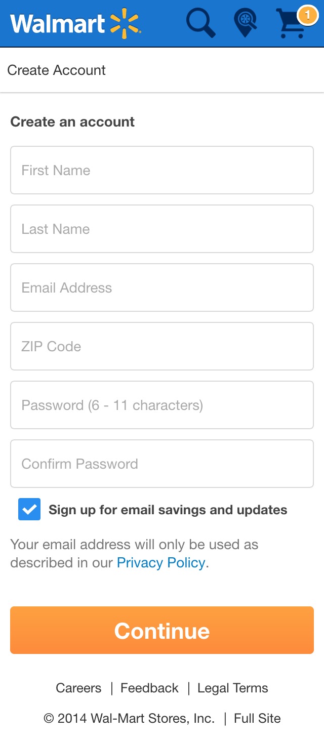 Mobile screenshot of Walmart