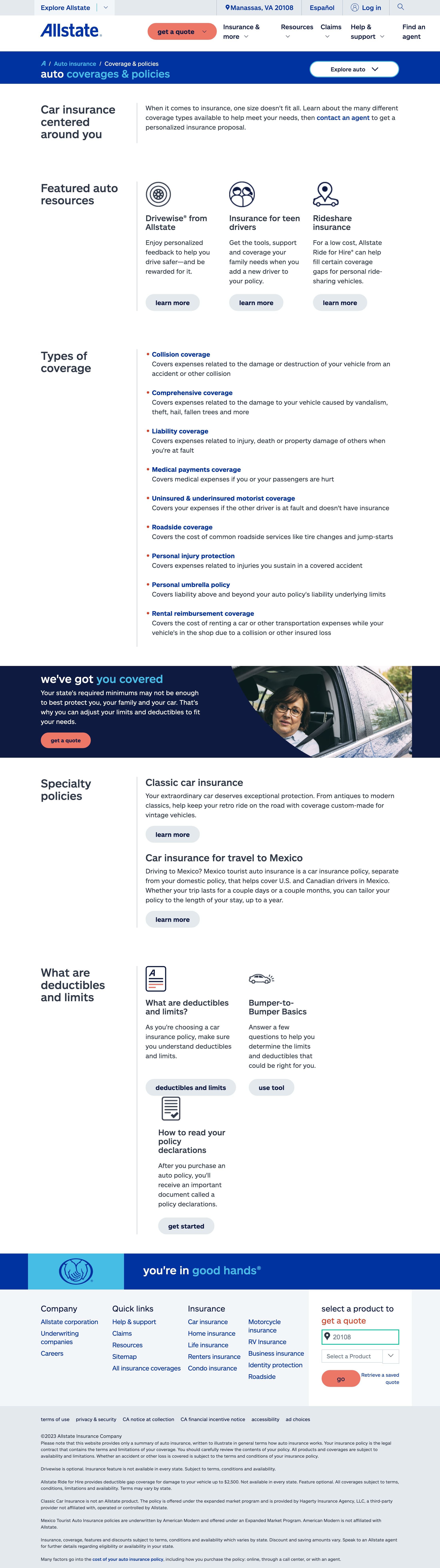 Allstate&rsquo;s Product Page &ndash; 320 of 1237 Product Page Examples &ndash; Baymard