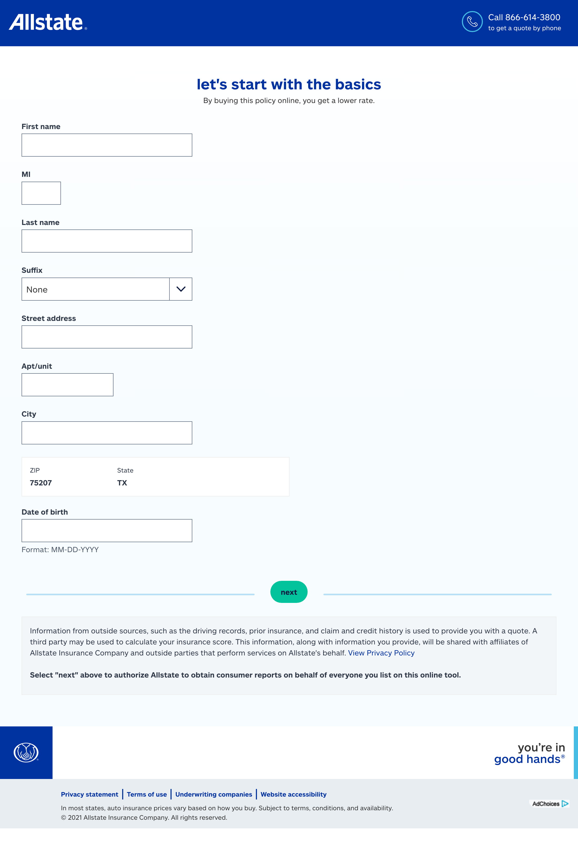 Desktop screenshot of Allstate