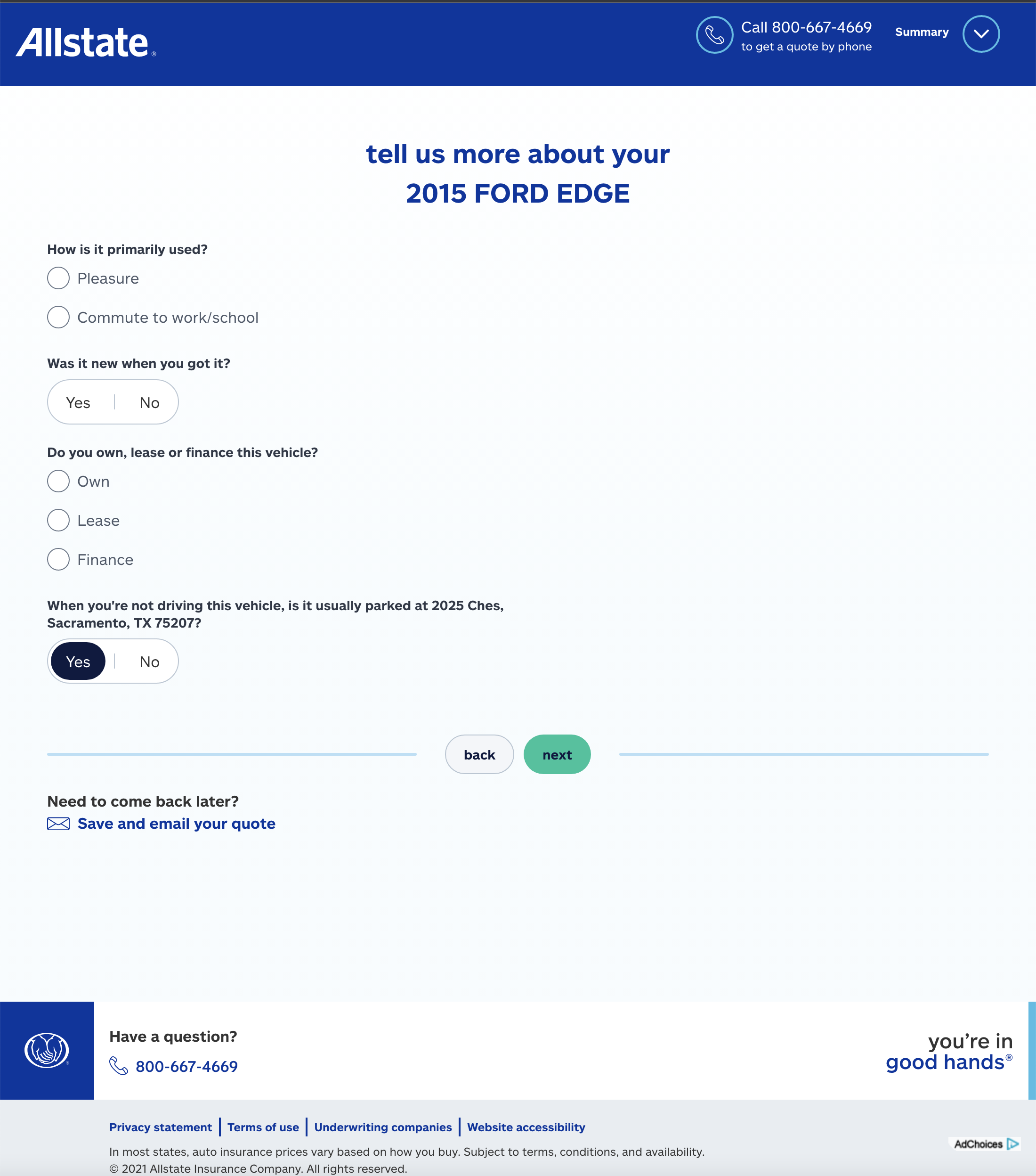 Desktop screenshot of Allstate