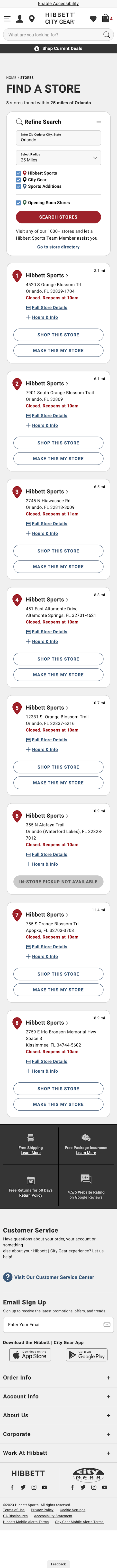 Mobile screenshot of Hibbett