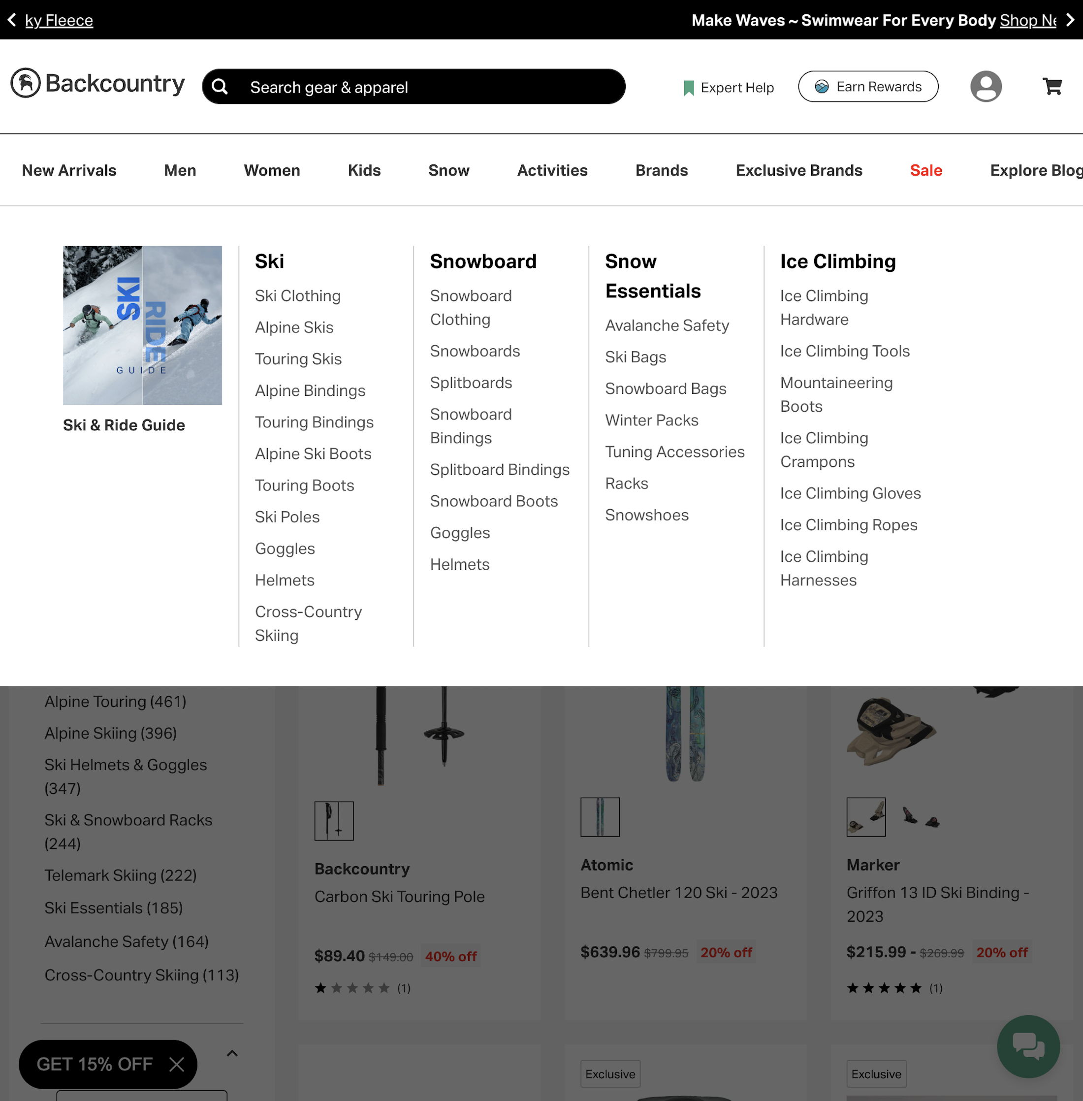 Backcountry’s Main Navigation 281 of 1234 Main Navigation Examples Baymard Institute