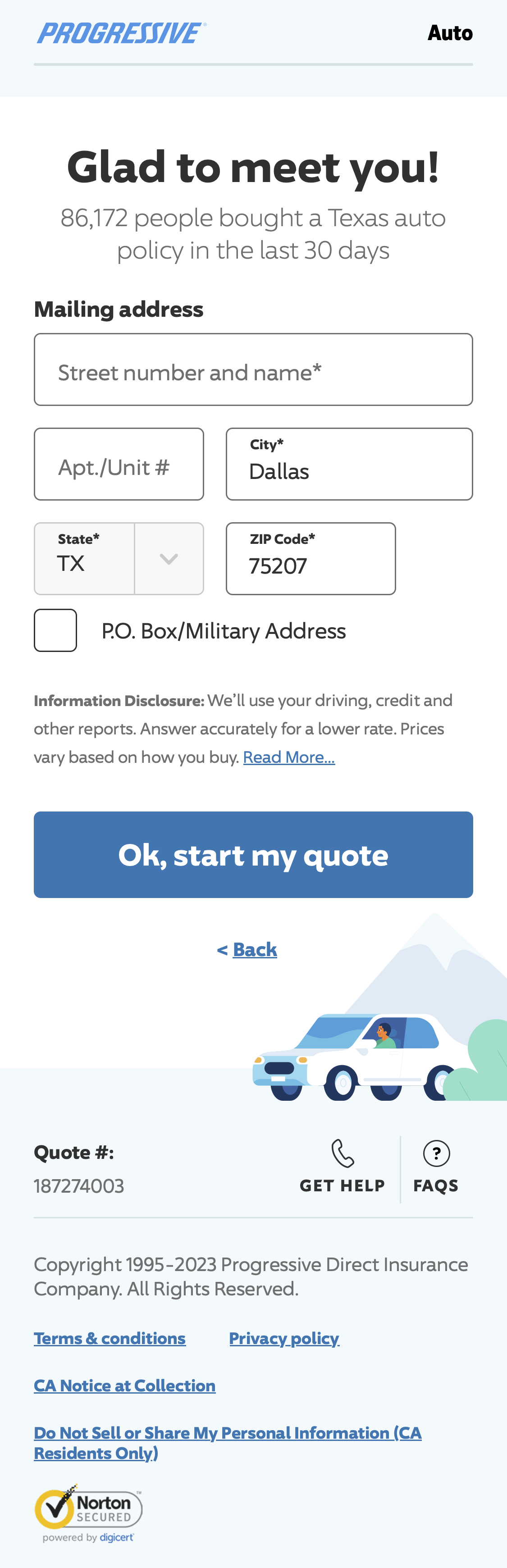 Mobile screenshot of Progressive