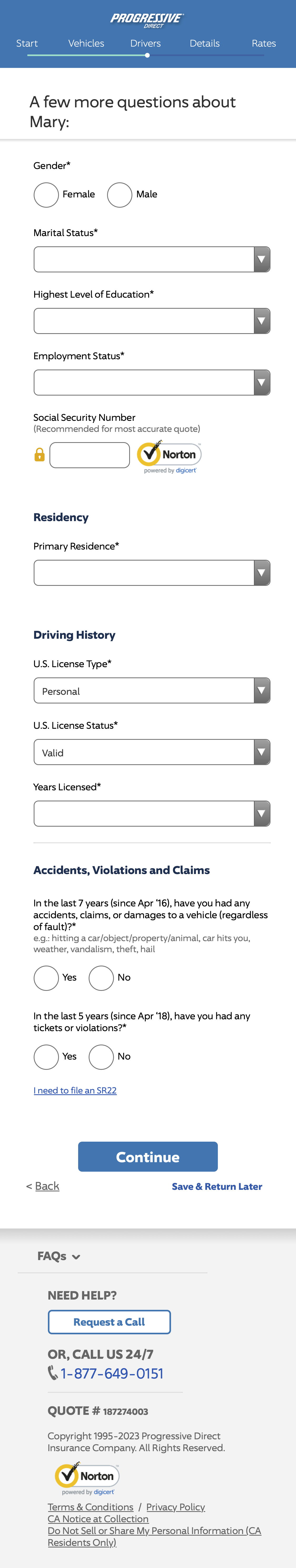 Mobile screenshot of Progressive