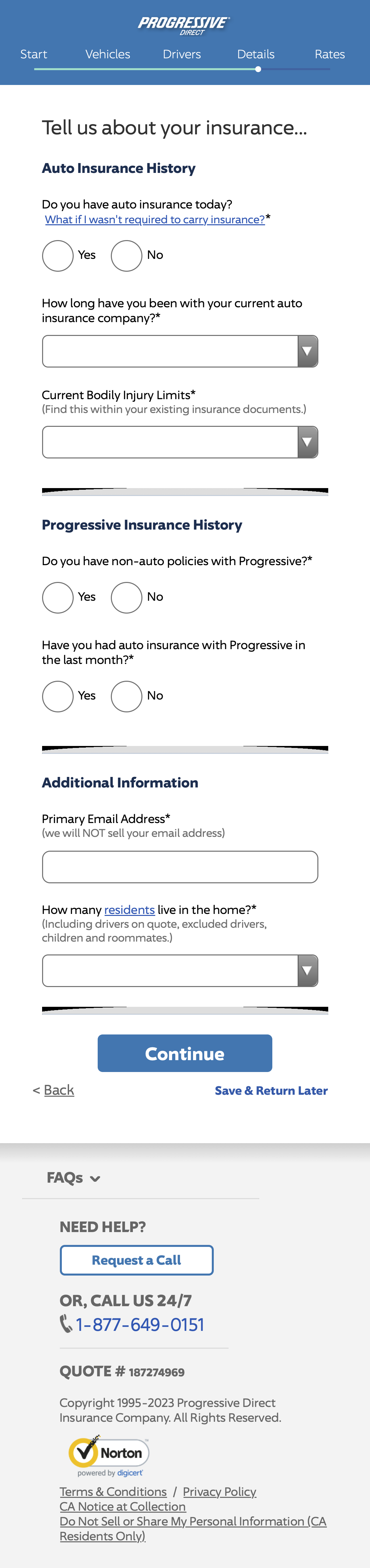 Mobile screenshot of Progressive