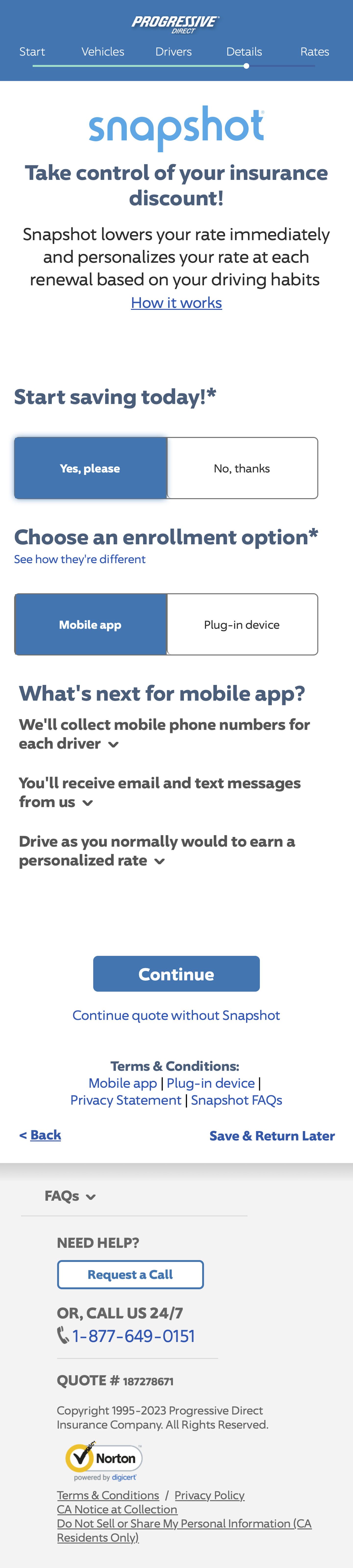 Mobile screenshot of Progressive