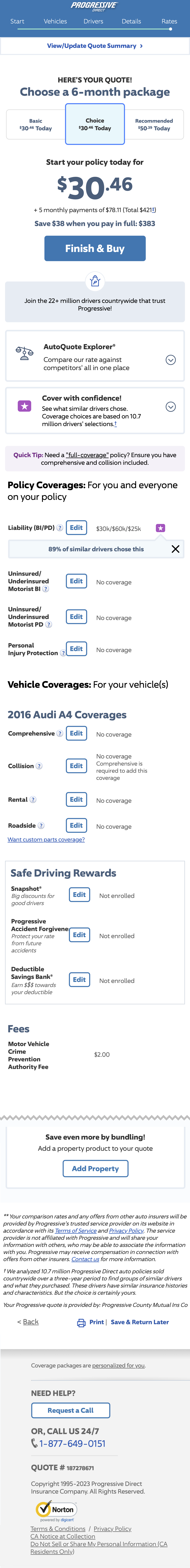 Mobile screenshot of Progressive