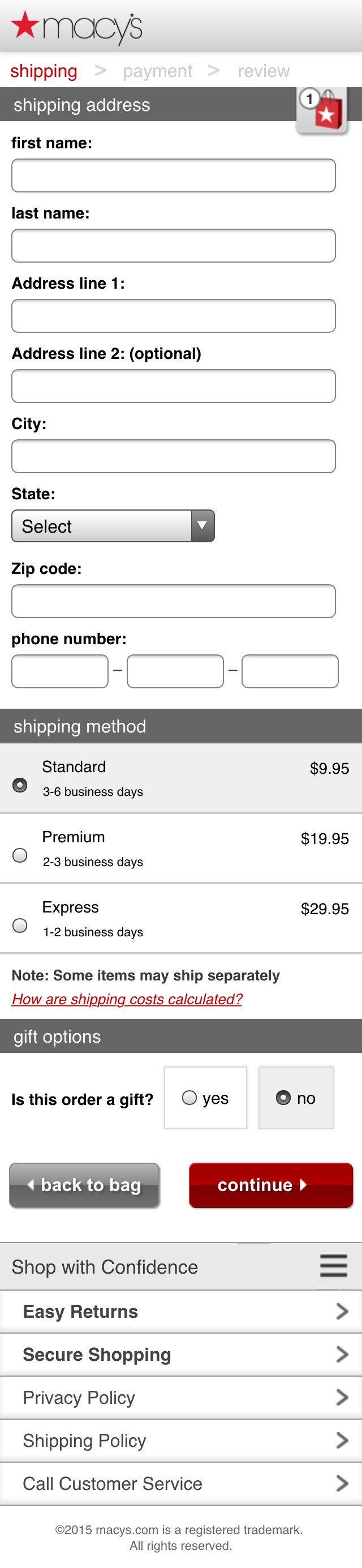 Mobile screenshot of Macy’s