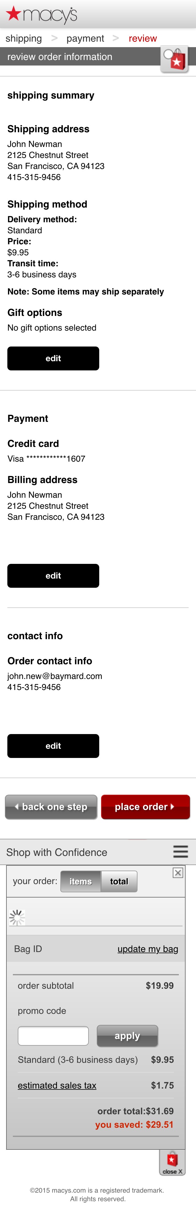 Mobile screenshot of Macy’s