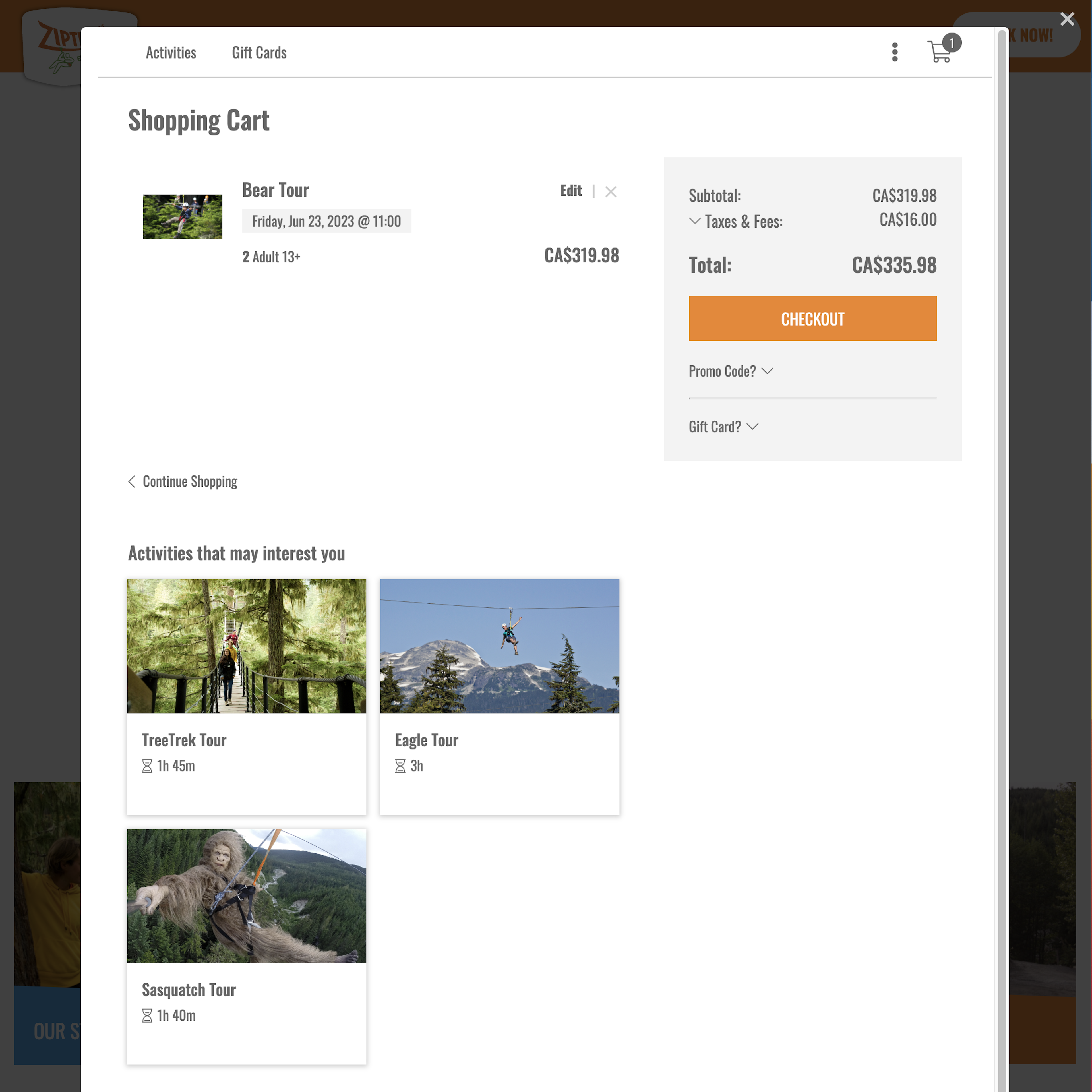 Desktop screenshot of Ziptrek Ecotours