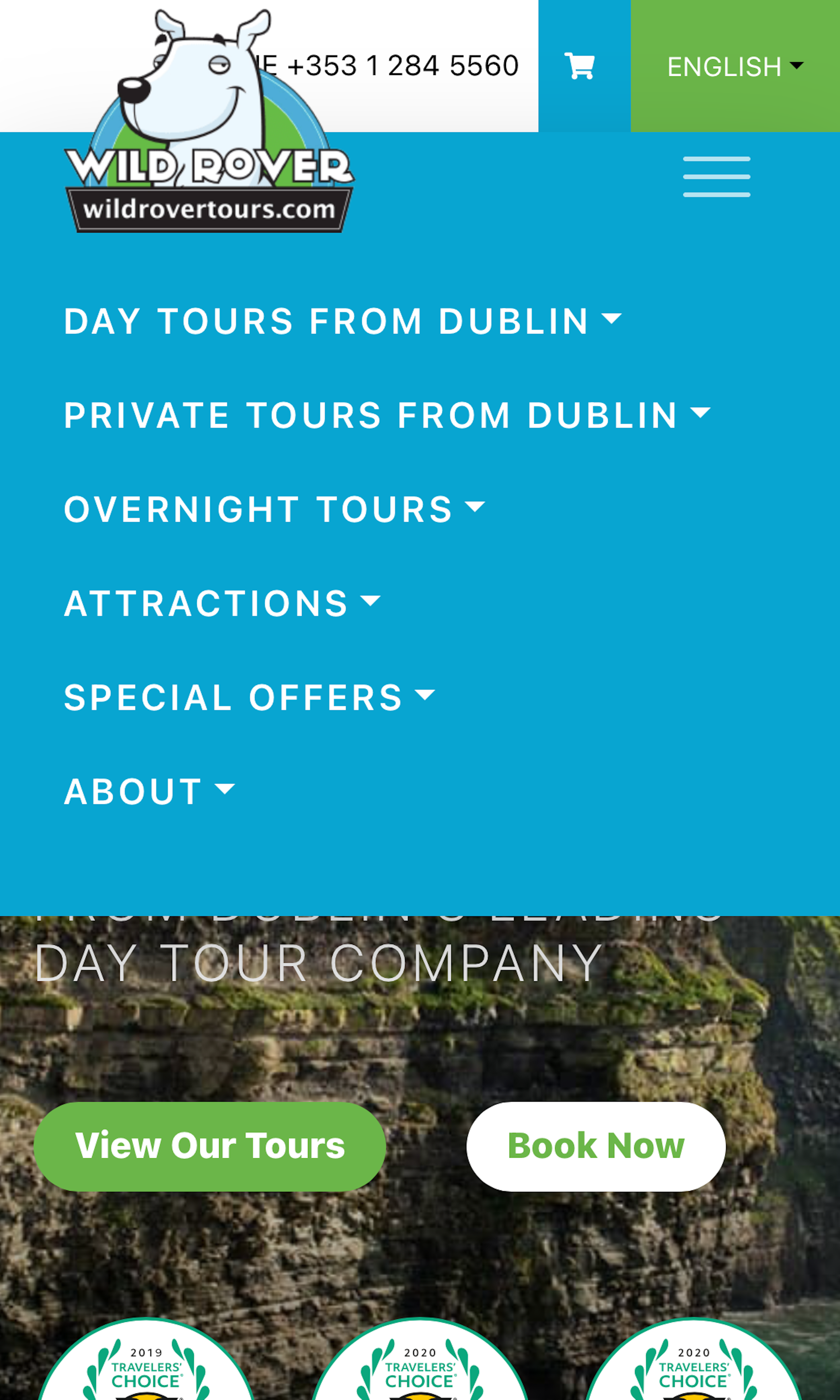 Mobile screenshot of Wild Rover Tours