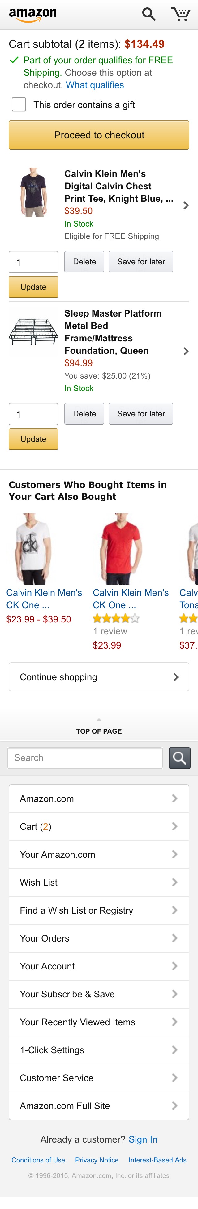 Mobile screenshot of Amazon
