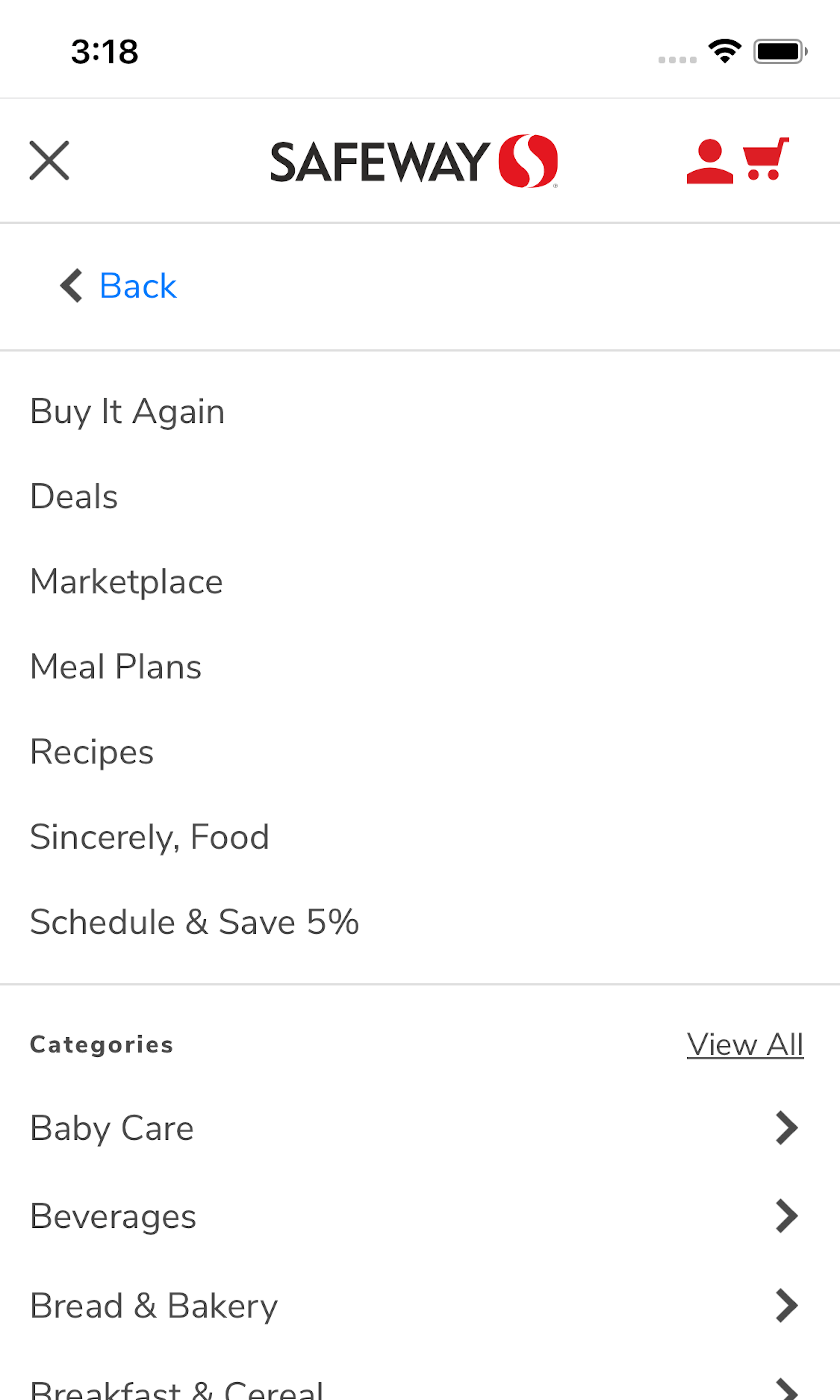 Mobile screenshot of Safeway