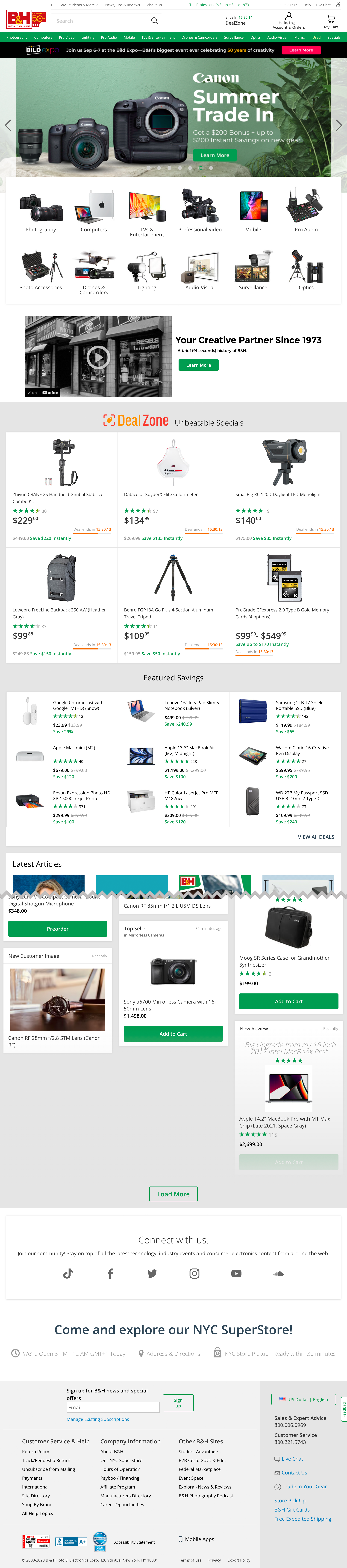 Desktop screenshot of B&H Photo