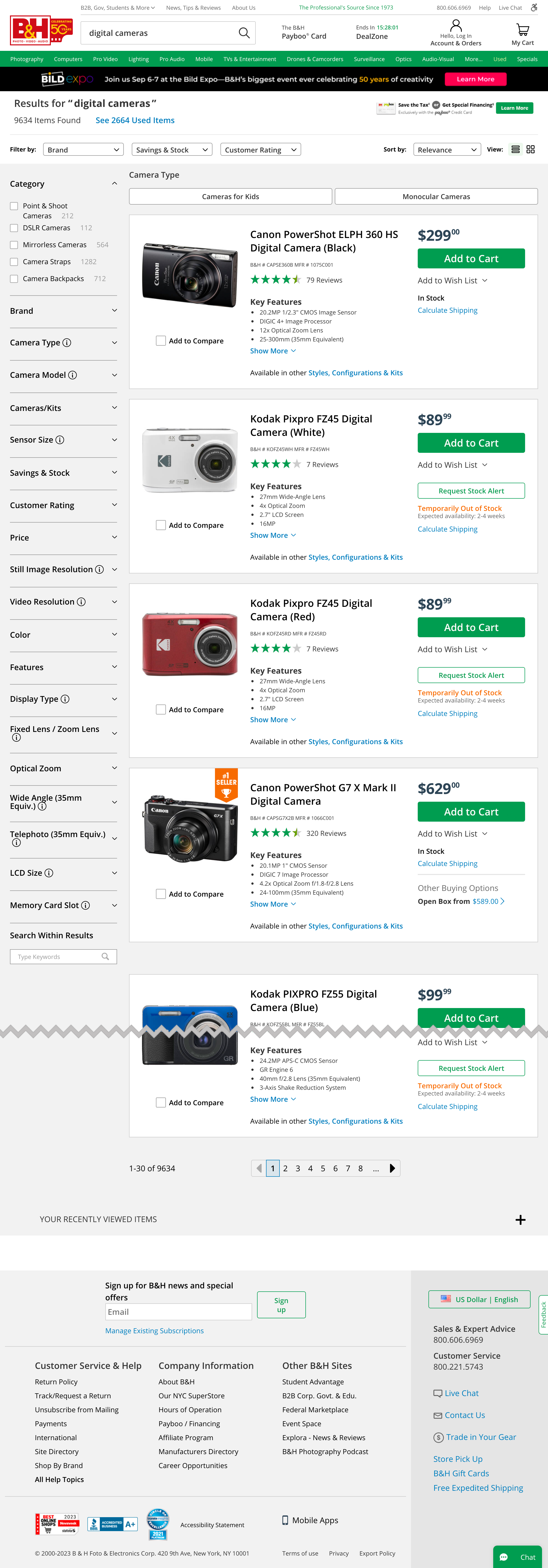 Desktop screenshot of B&H Photo