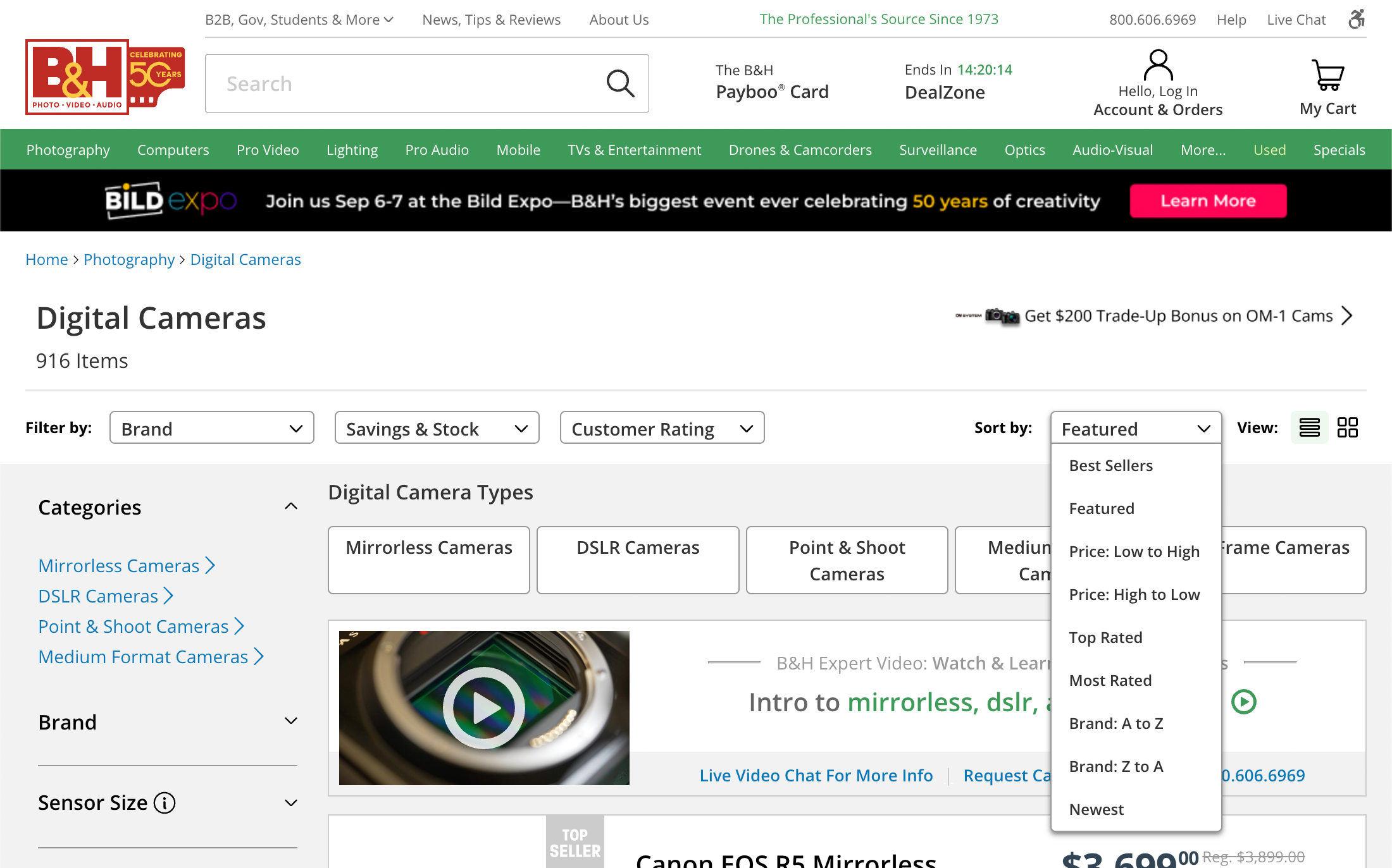 Desktop screenshot of B&H Photo