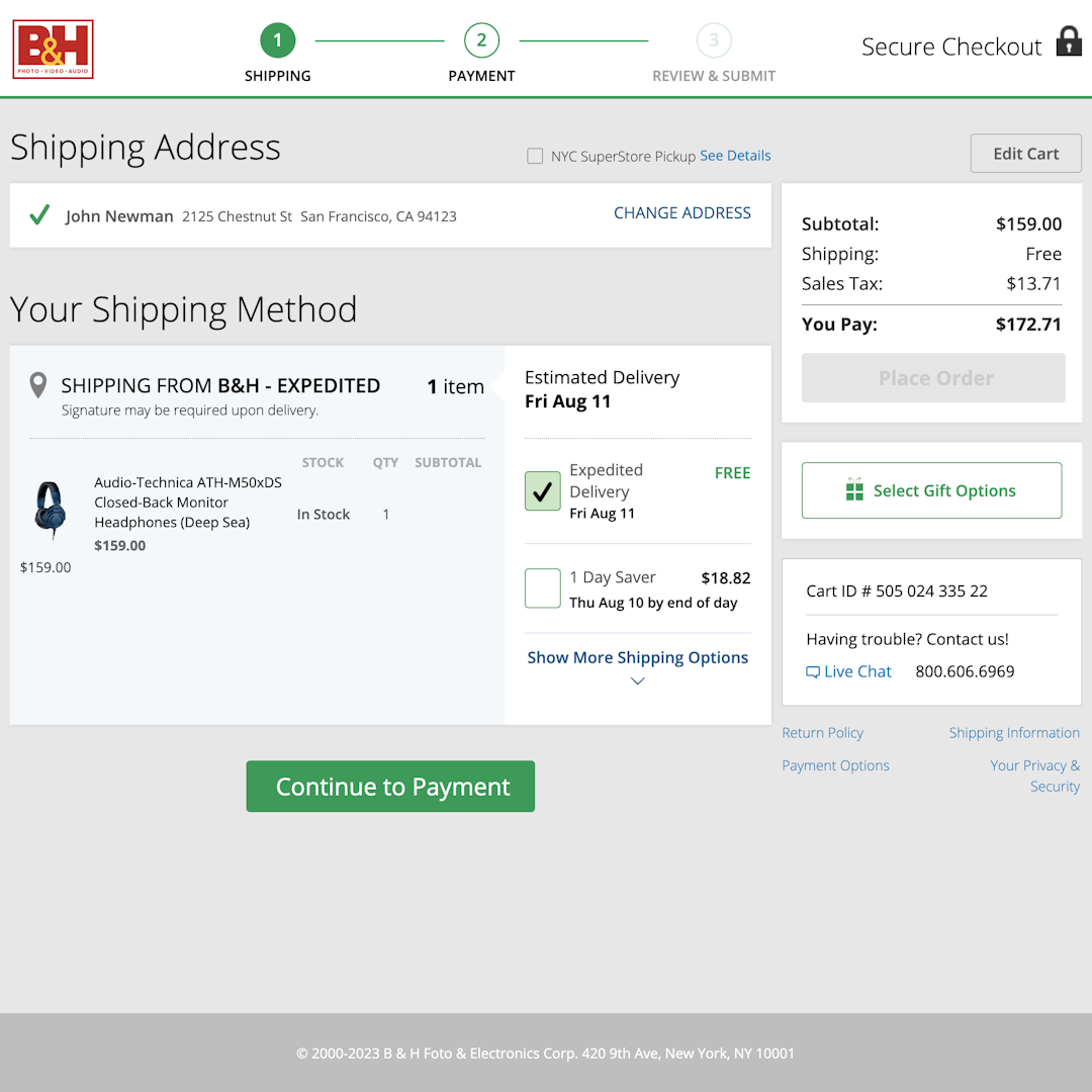 681 ‘Delivery & Shipping Methods’ Design Examples – Baymard Institute