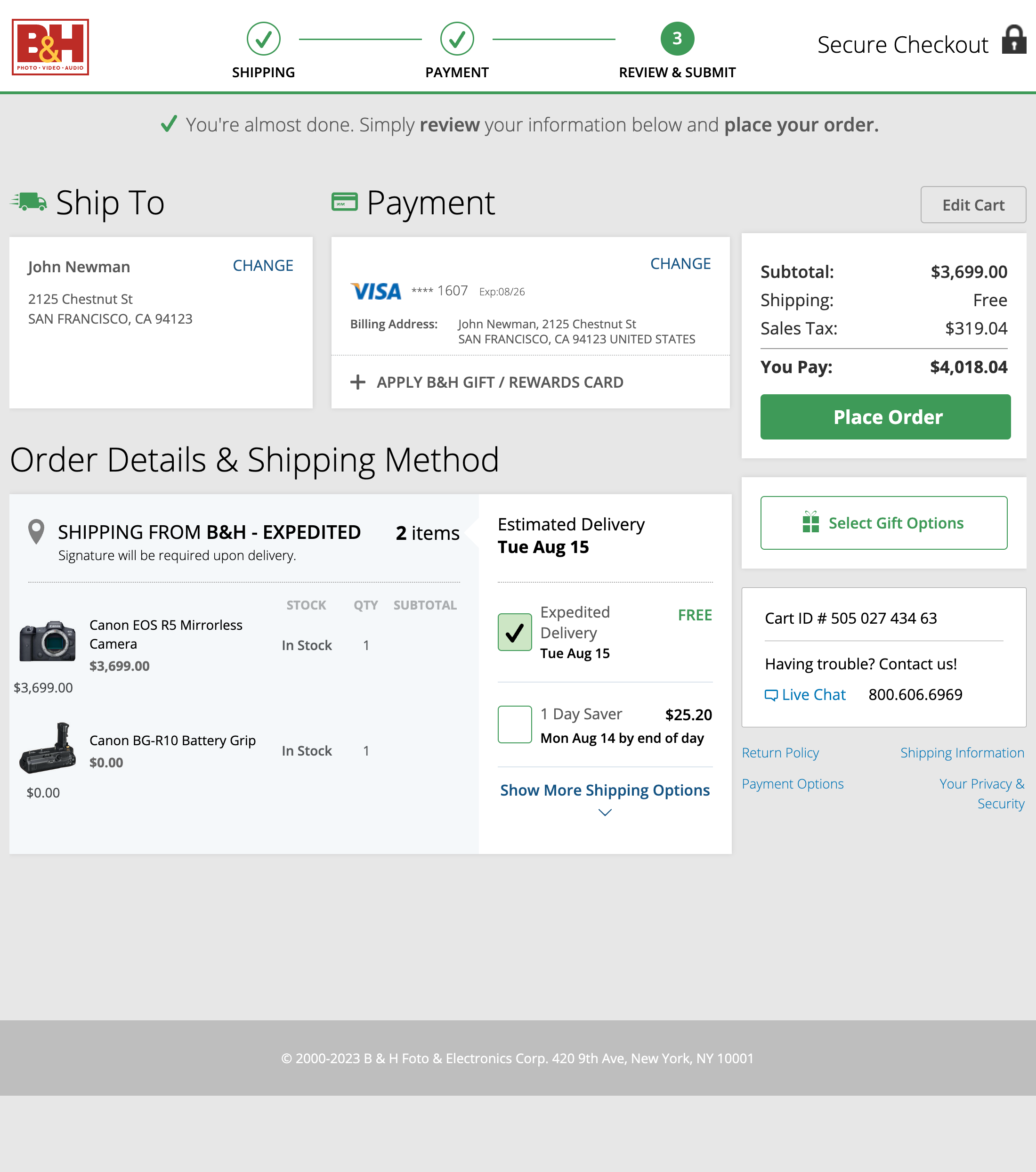 Desktop screenshot of B&H Photo